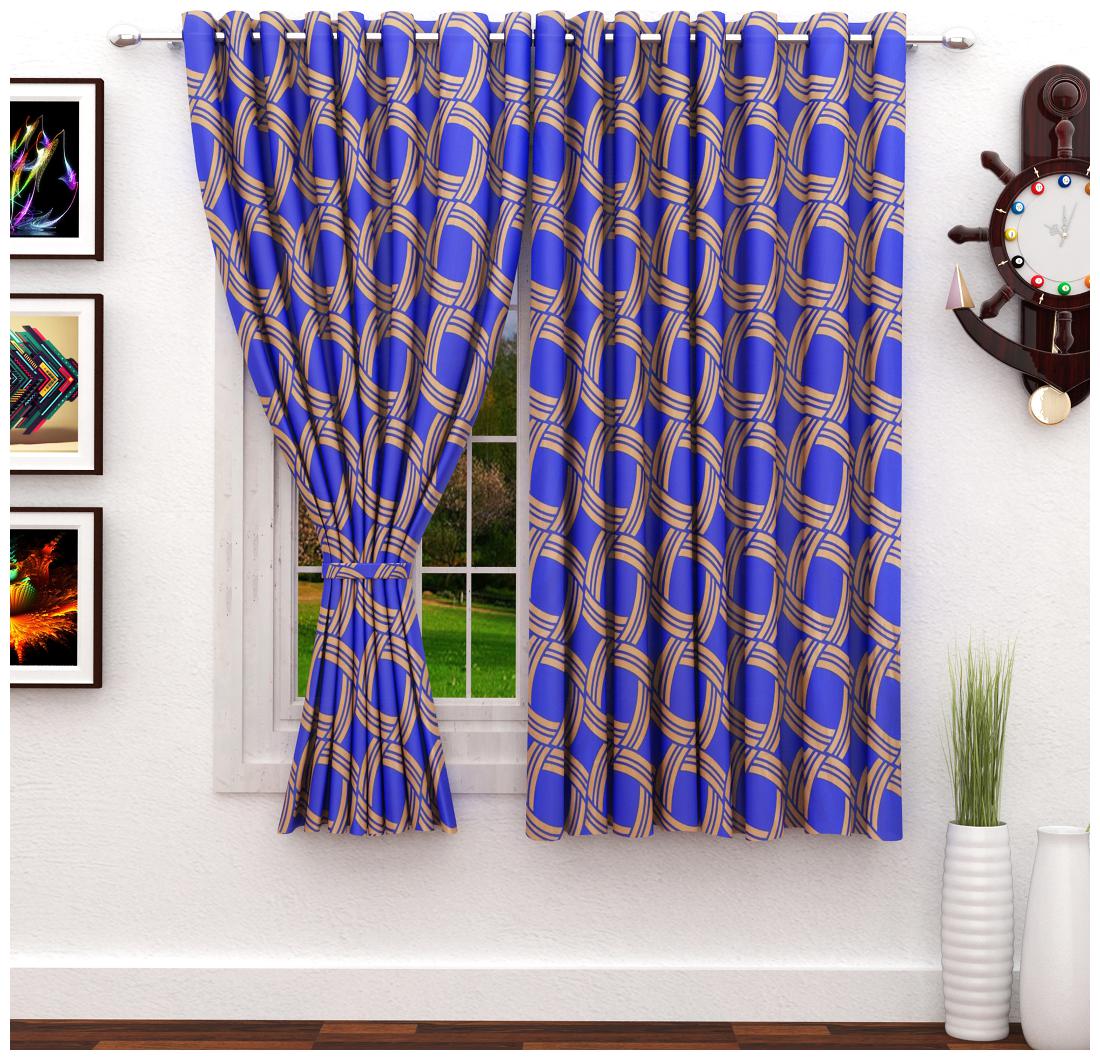 

Story Home Polyester Window Semi Transparent Blue Regular Curtain ( Eyelet Closure Abstract )
