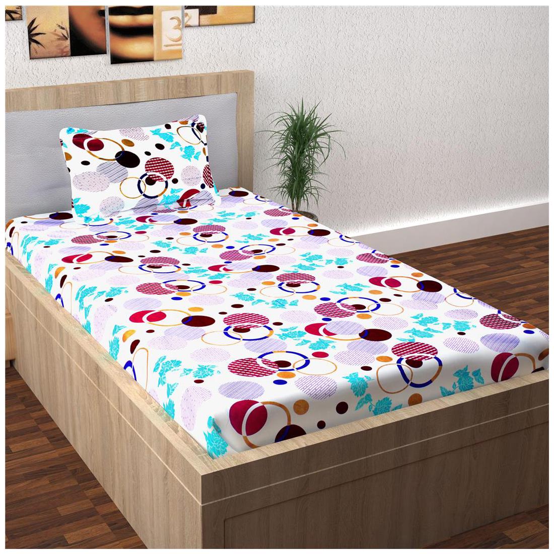 

Story Home Cotton Abstract Single Size Bedsheet 120 TC ( 1 Bedsheet With 1 Pillow Covers White )