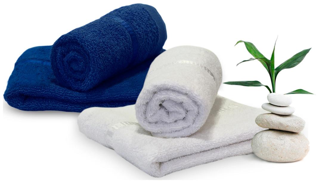 

Story Home 450 GSM Cotton Hand towel ( 4 pieces White Blue )