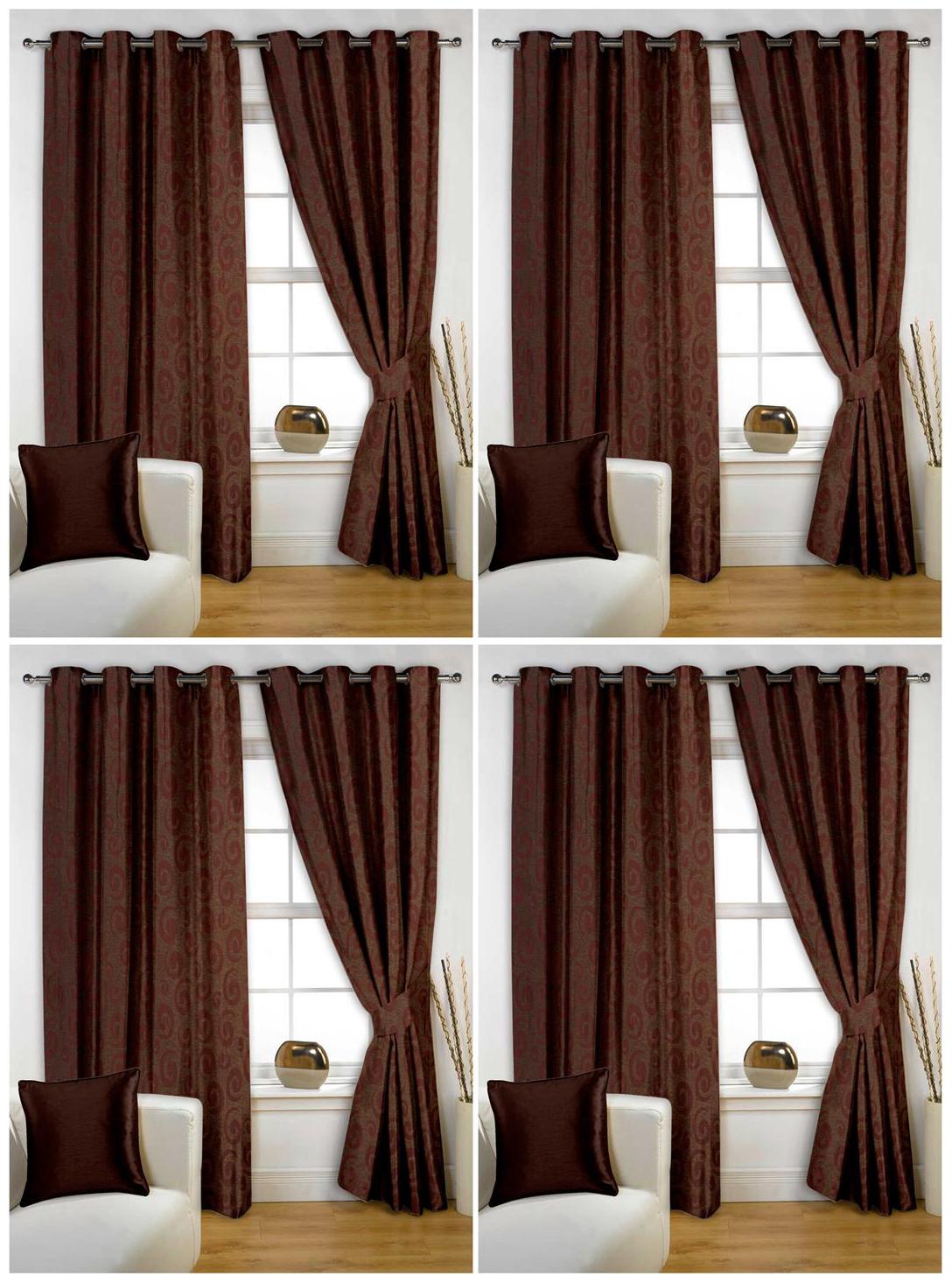 

Story Home Polyester Window Semi Transparent Brown Regular Curtain ( Eyelet Closure Abstract )