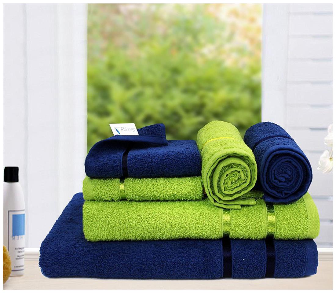 

Story Home 450 GSM Cotton Bath towel ( 6 pieces Blue Green )