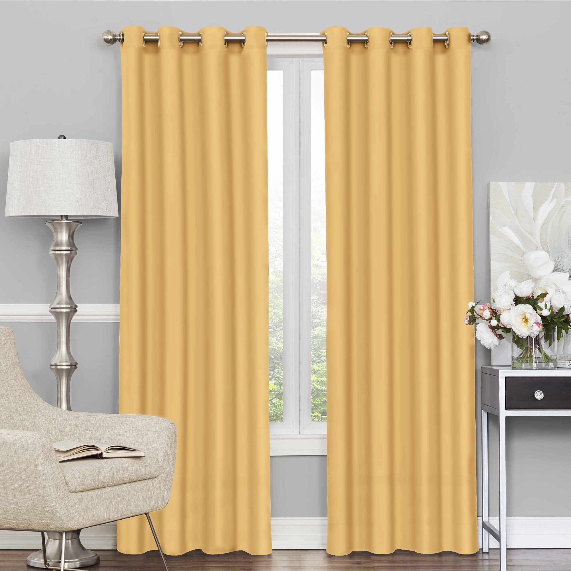 

Story Home 2 Pc Faux Silk Blackout Door Curtain-7 ft