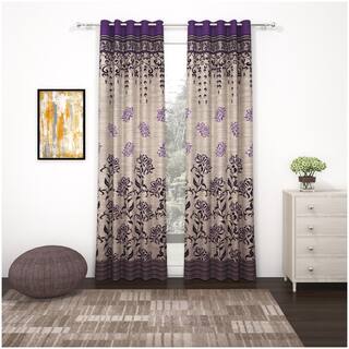 Story@Home 2 Pcs Jacquard Berry Door Curtain - 7ft