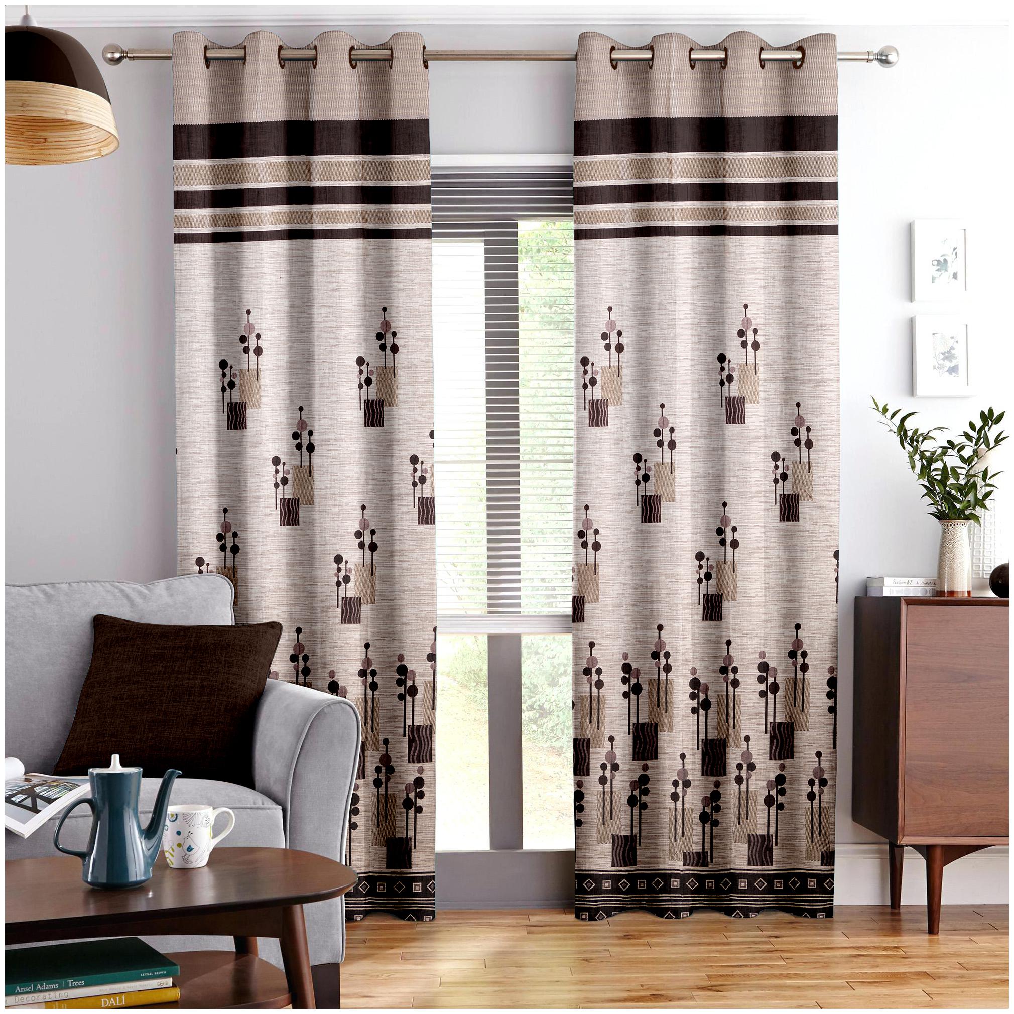 

Story Home Jacquard Window Semi Transparent Brown Regular Curtain ( Eyelet Closure Abstract )