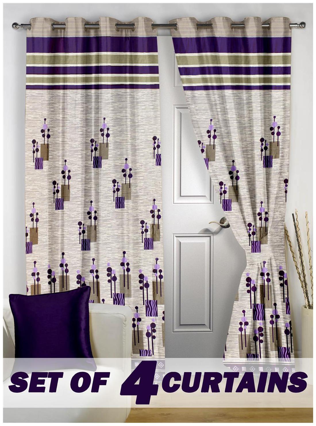 

Story Home Jacquard Door Semi Transparent Purple Regular Curtain ( Eyelet Closure Abstract )