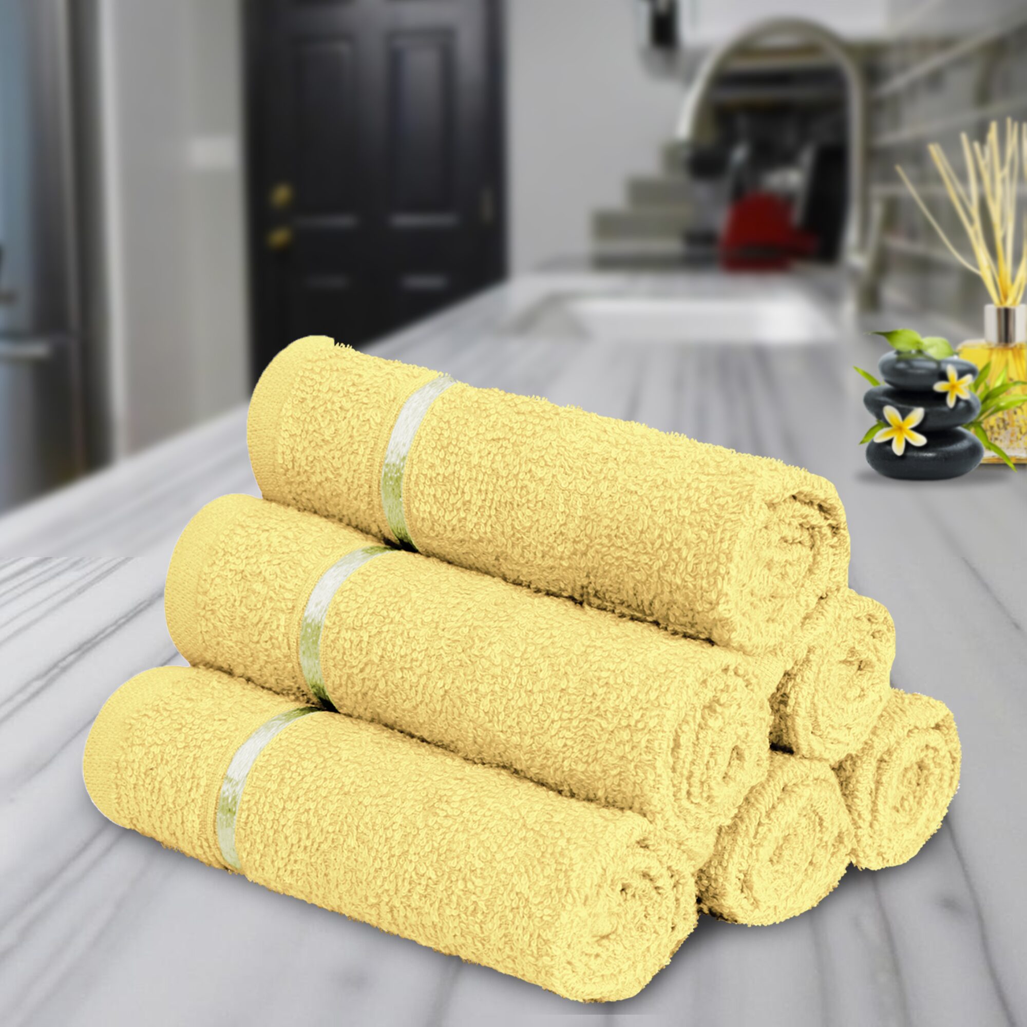 

Story Home 450 GSM Cotton Face towel ( 6 pieces Yellow )