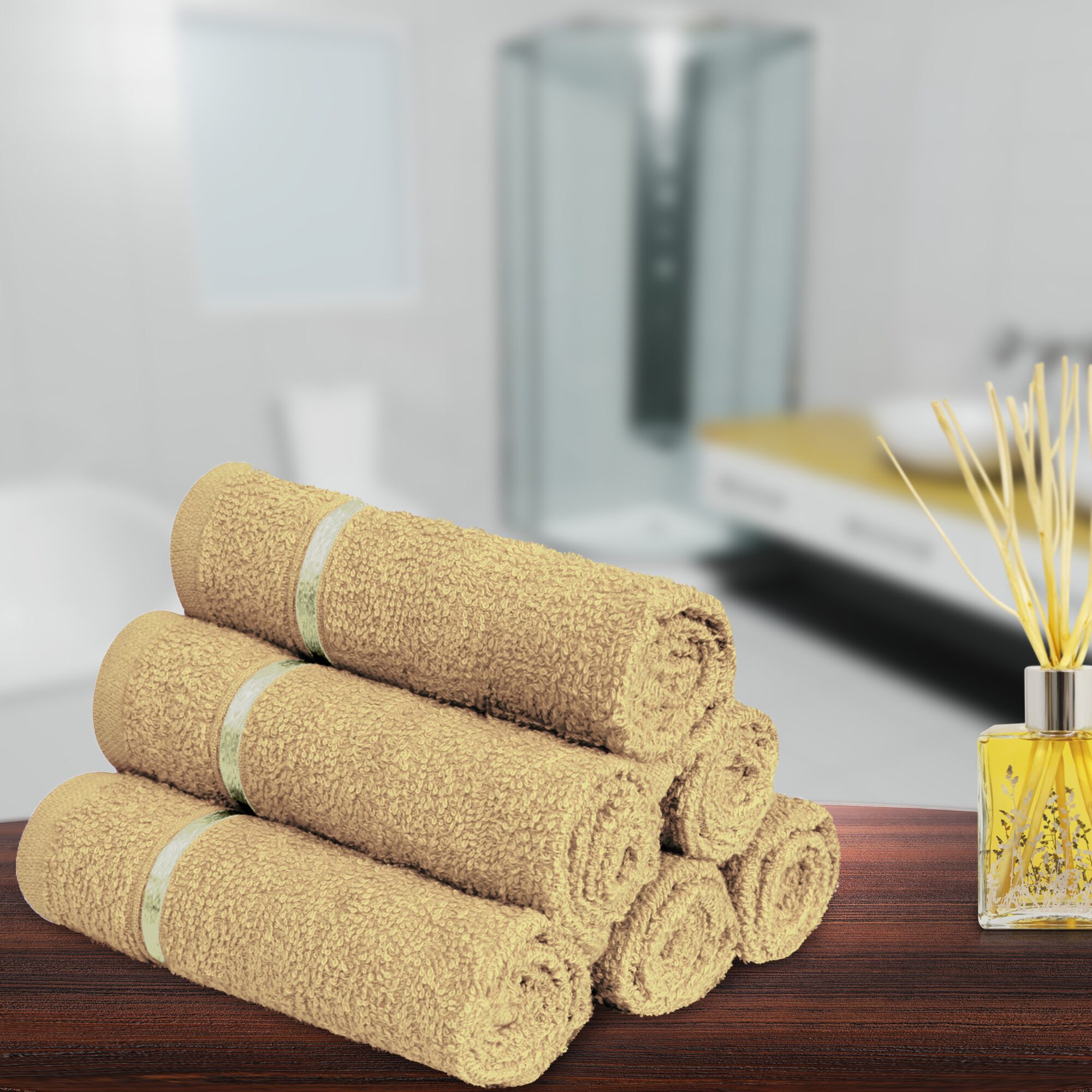 

Story Home 450 GSM Cotton Face towel ( 6 pieces Beige )