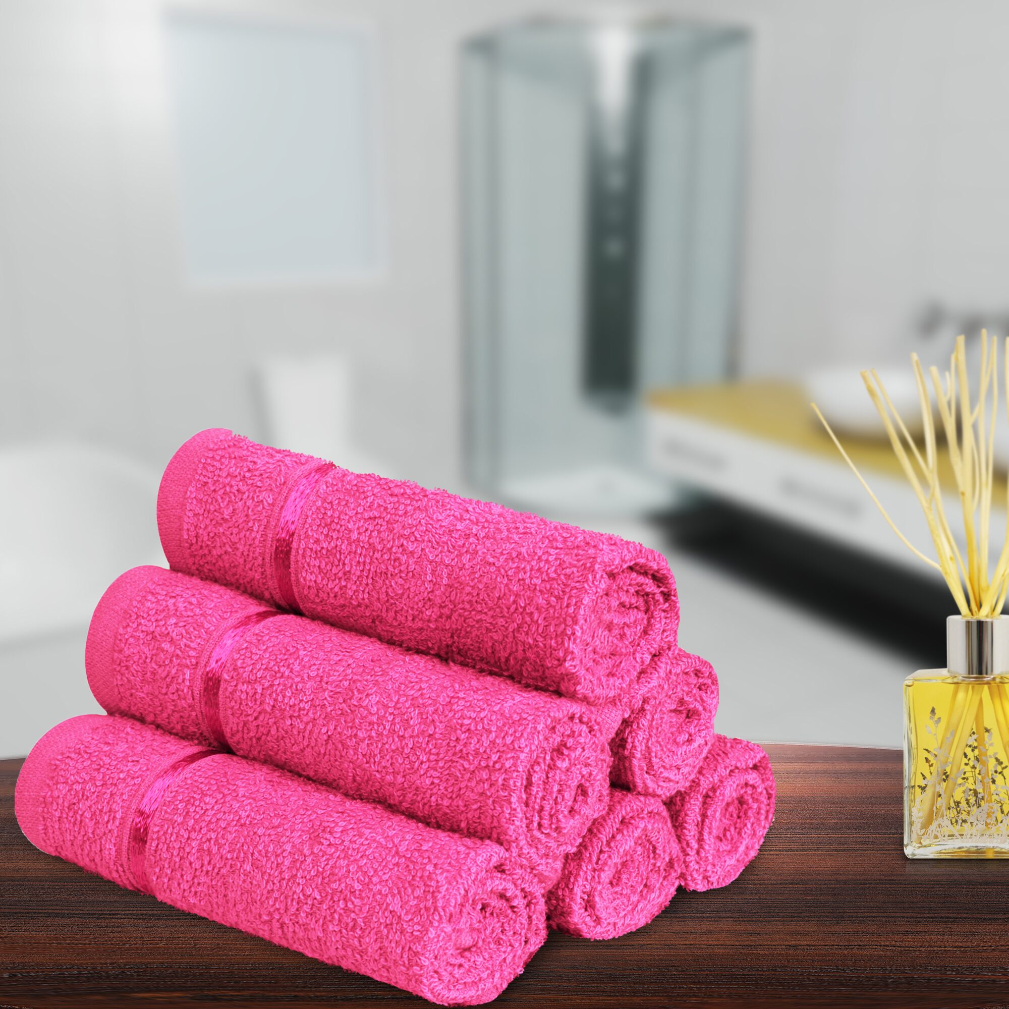 

Story Home 450 GSM Cotton Face towel ( 6 pieces Pink )