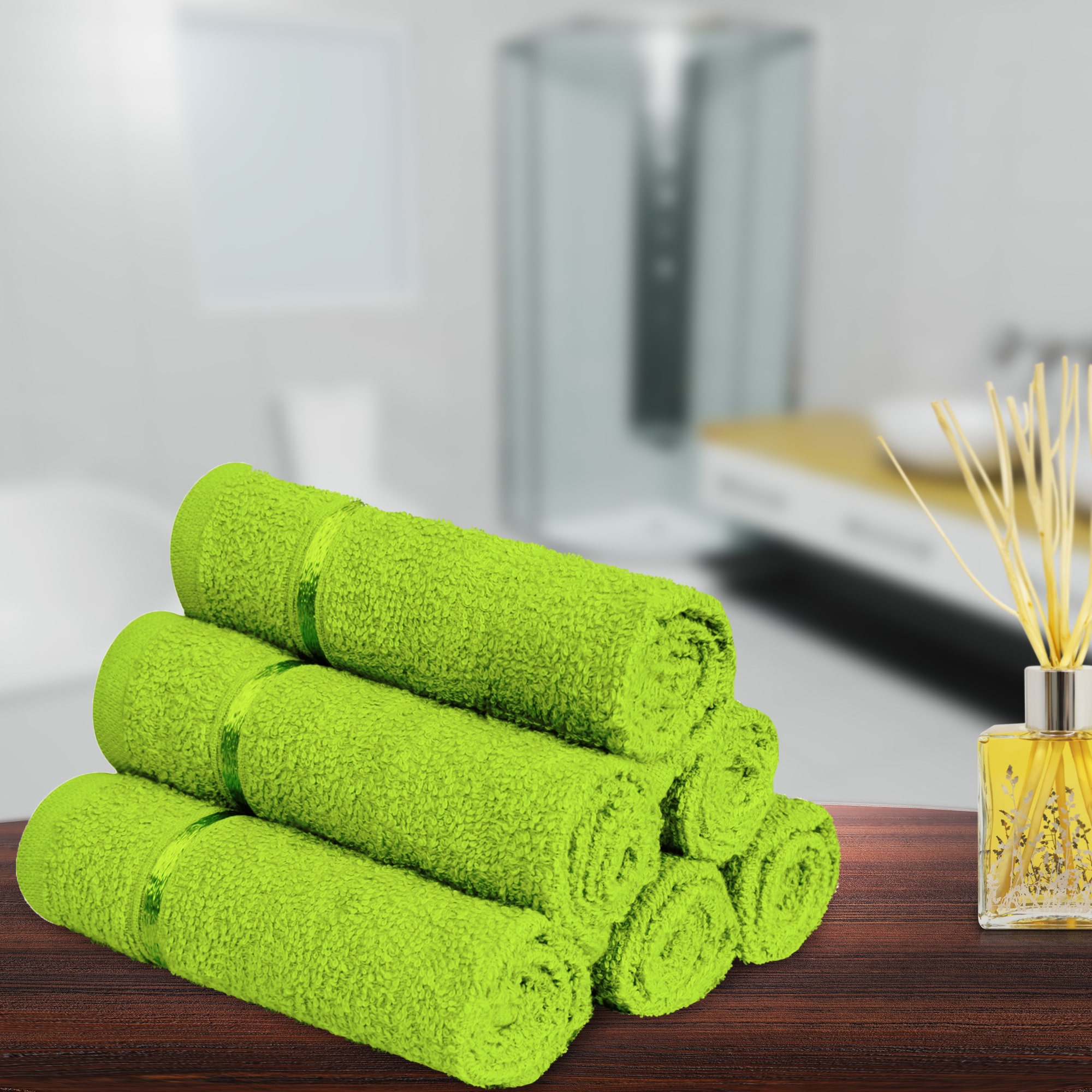 

Story Home 450 GSM Cotton Face towel ( 6 pieces Green )