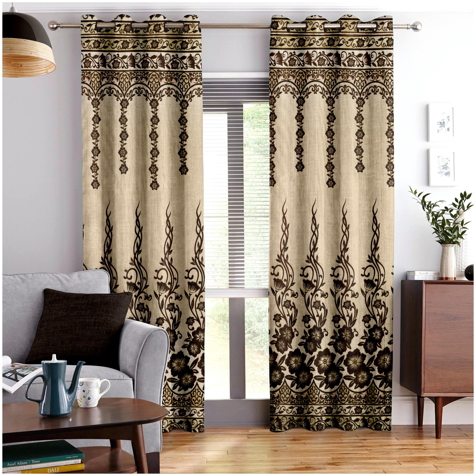 

Story Home Jacquard Window Semi Transparent Brown Regular Curtain ( Eyelet Closure Abstract )