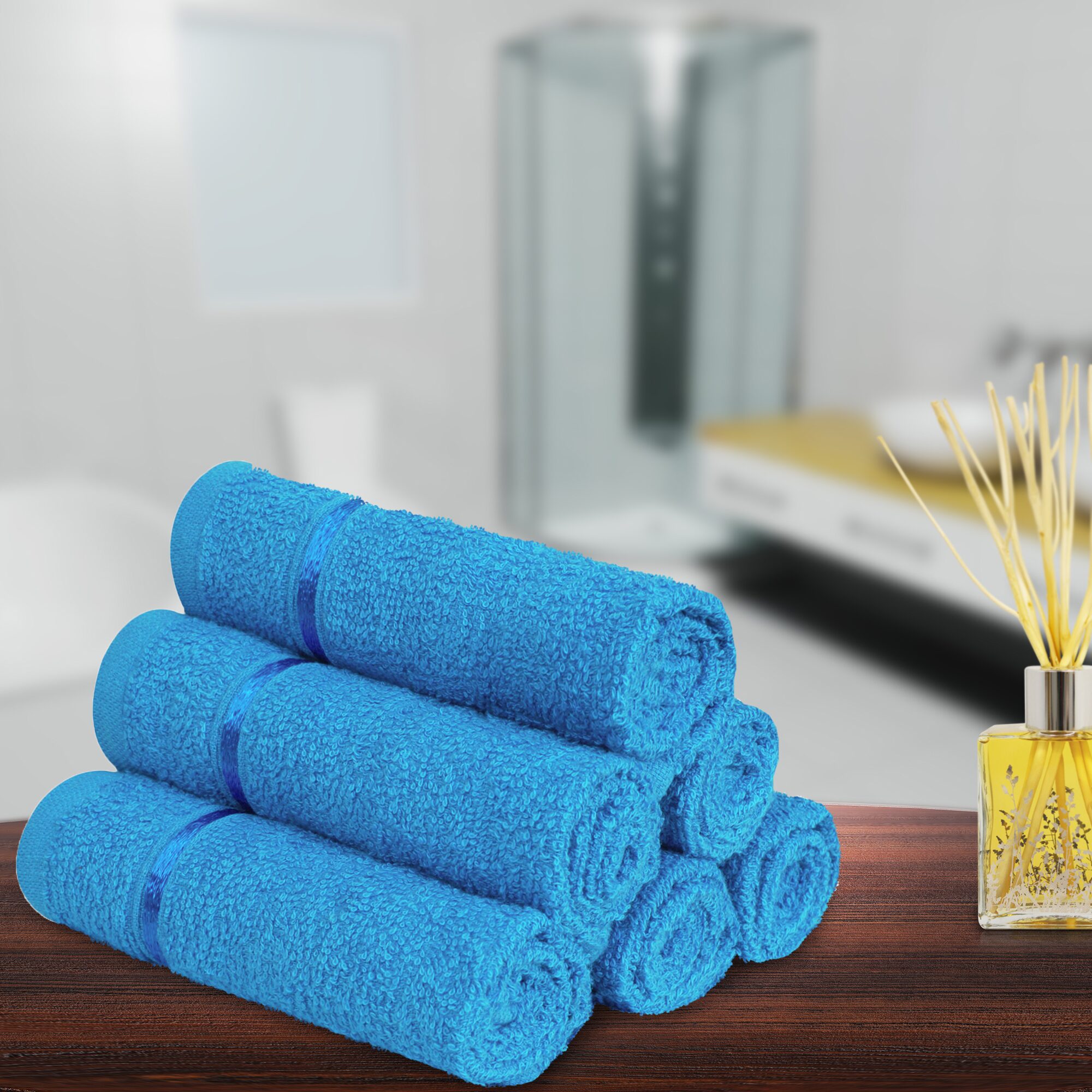 

Story Home 450 GSM Cotton Face towel ( 6 pieces Blue )