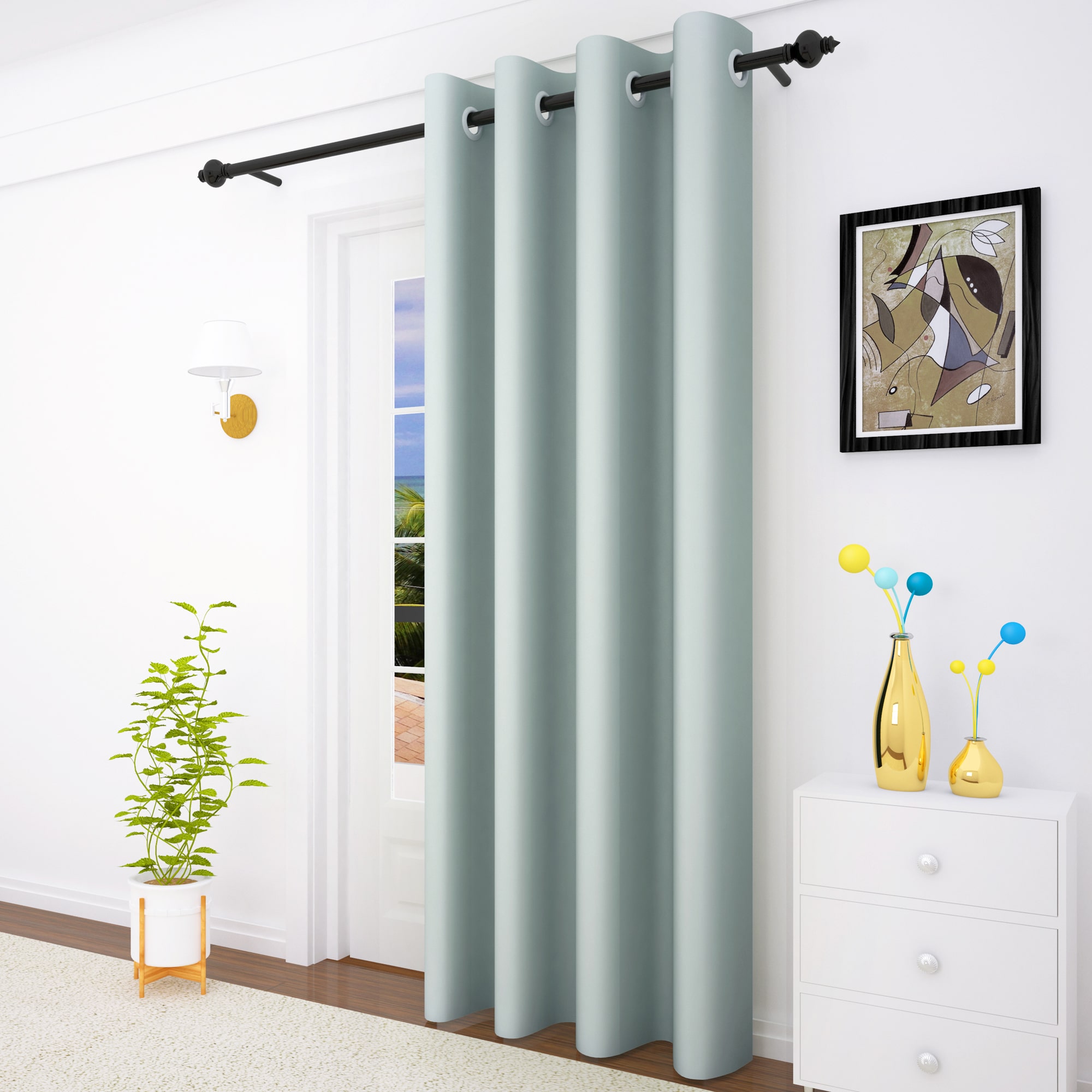 

Story Home 1 Pc Faux Silk Blackout Door Curtain-7 ft
