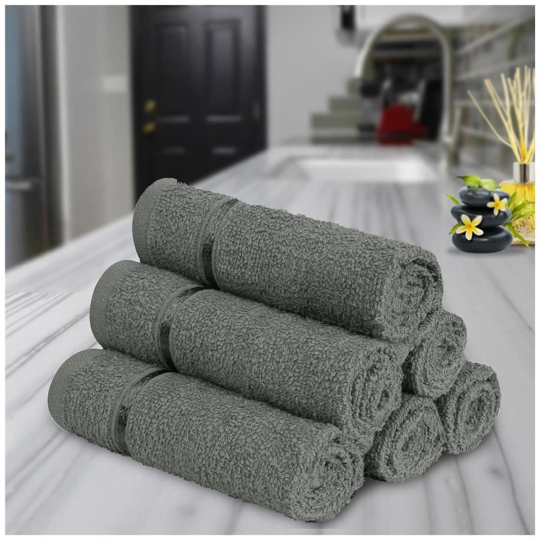 

Story Home 450 GSM Cotton Face towel ( 6 pieces Grey )