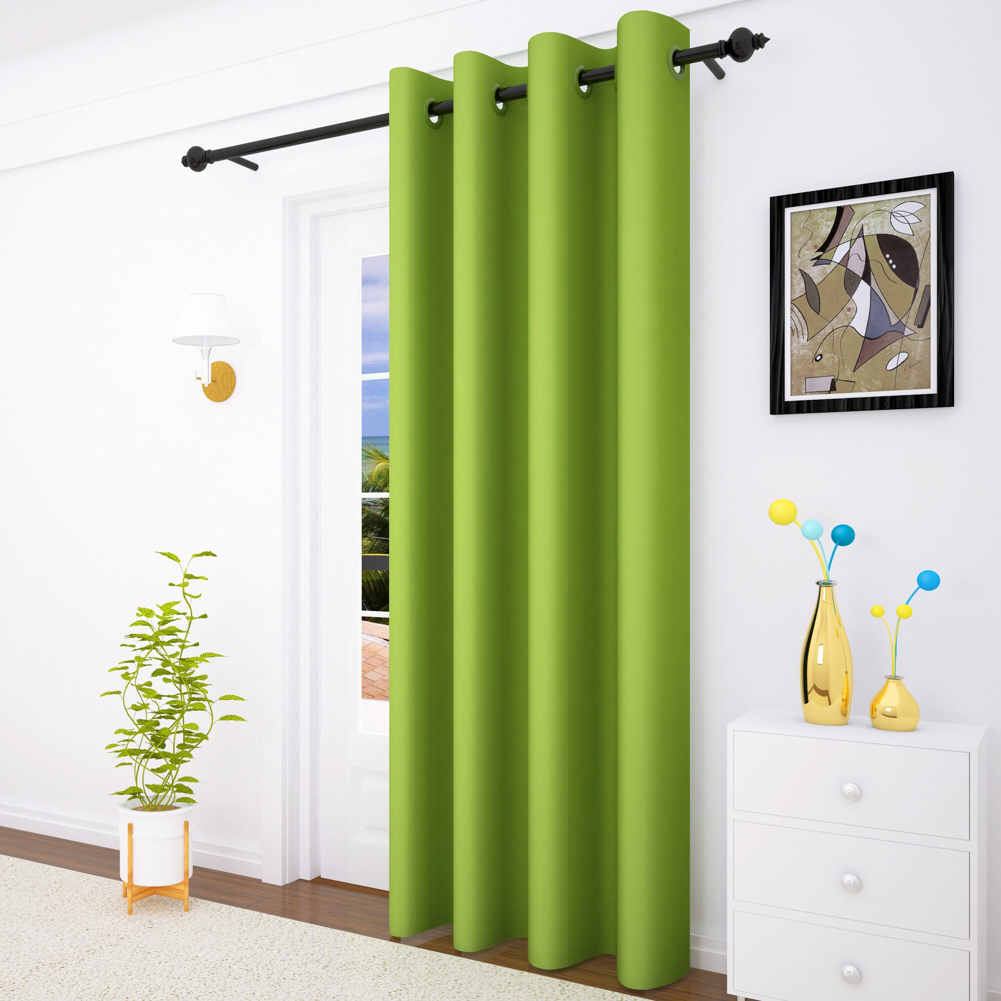 

Story Home 1 Pc Faux Silk Blackout Door Curtain-7 ft