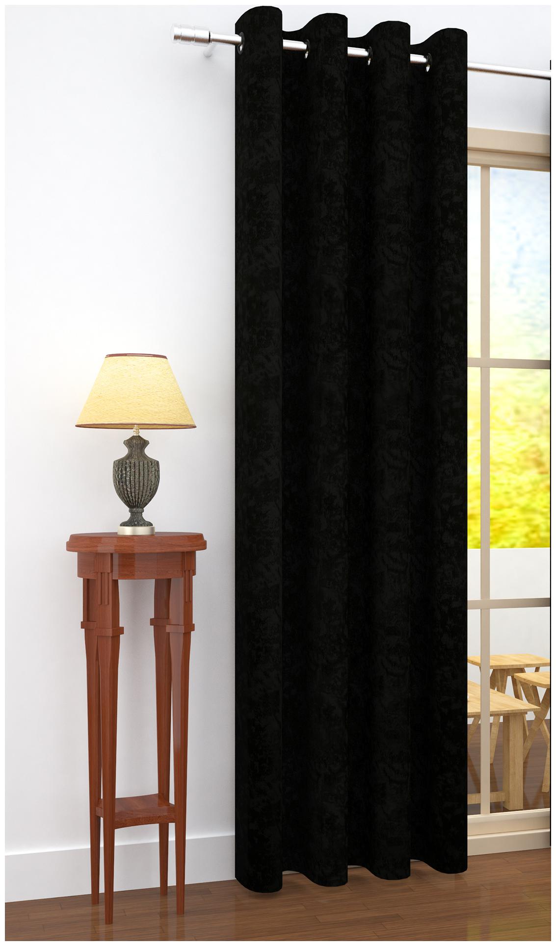 

Story Home Jacquard Door Blackout Black Regular Curtain ( Eyelet Closure Solid )