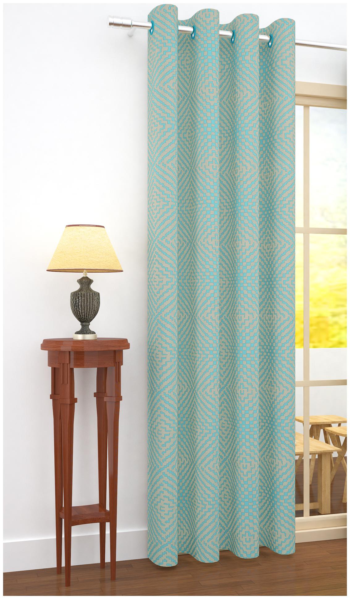 

Story Home Jacquard Door Blackout Blue Regular Curtain ( Eyelet Closure Printed )