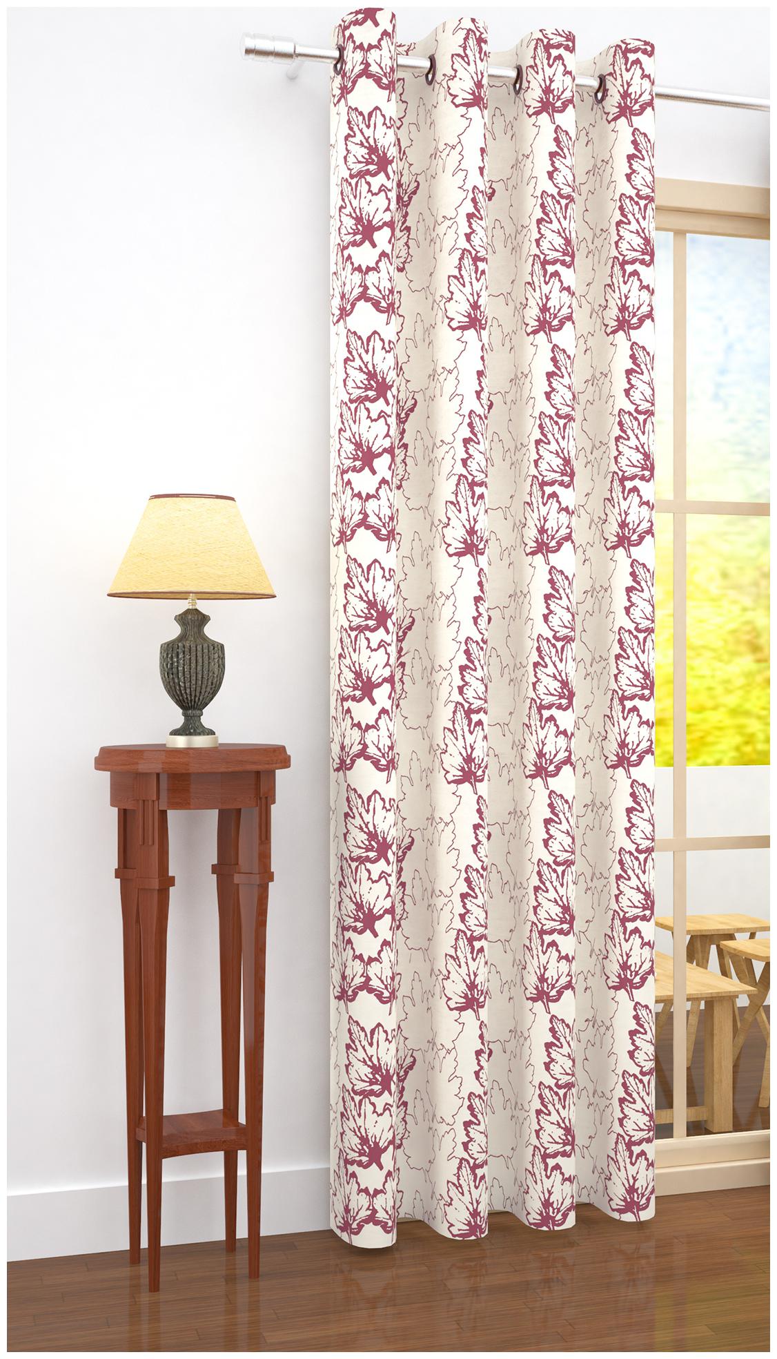 

Story Home Jacquard Door Blackout Pink Regular Curtain ( Eyelet Closure Floral )