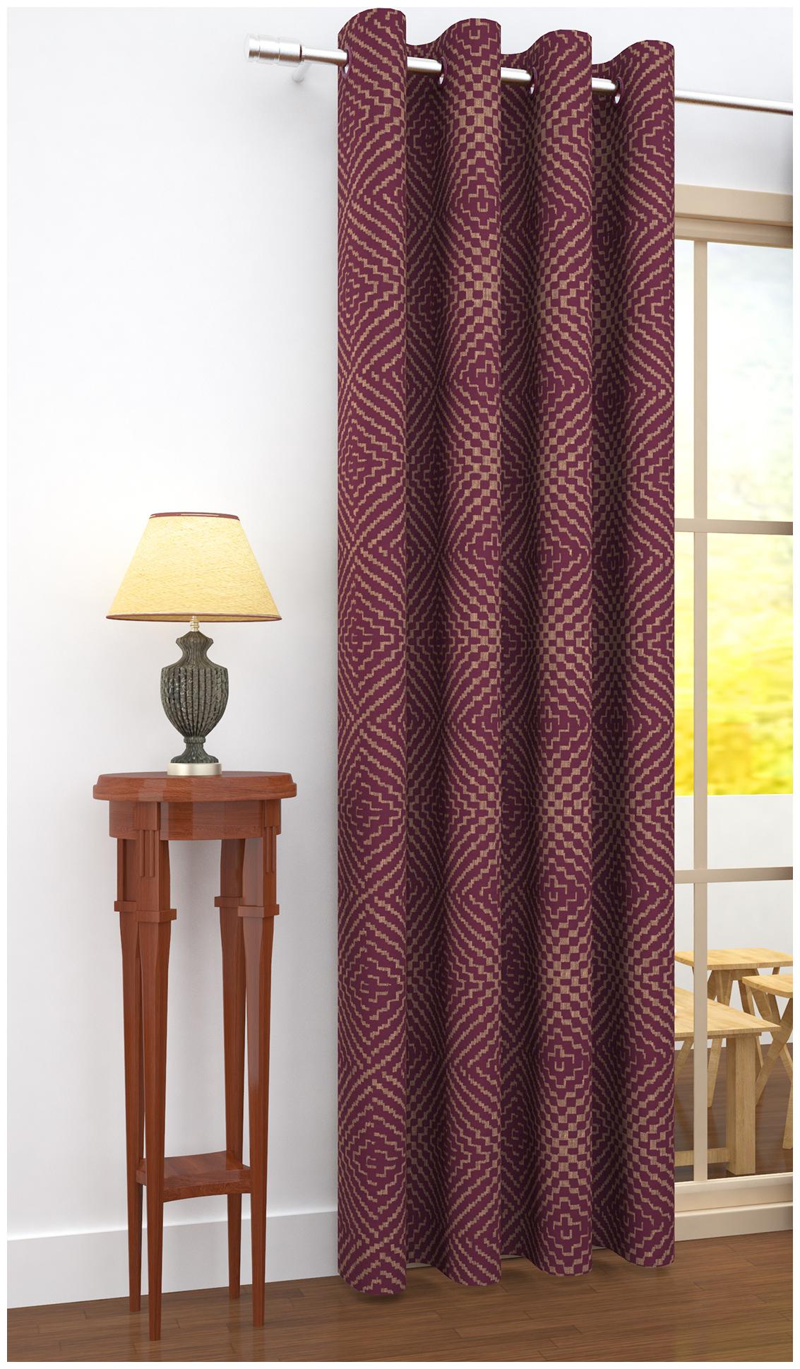 

Story Home Jacquard Door Blackout Violet Regular Curtain ( Eyelet Closure Printed )