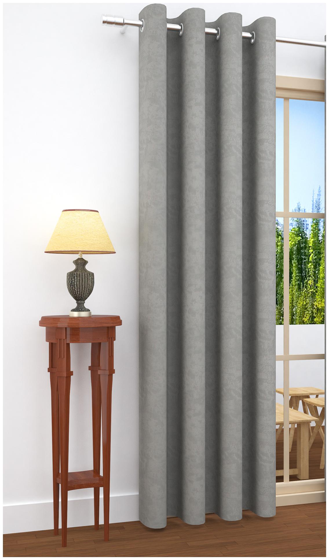 

Story Home Jacquard Door Blackout Grey Regular Curtain ( Eyelet Closure Solid )