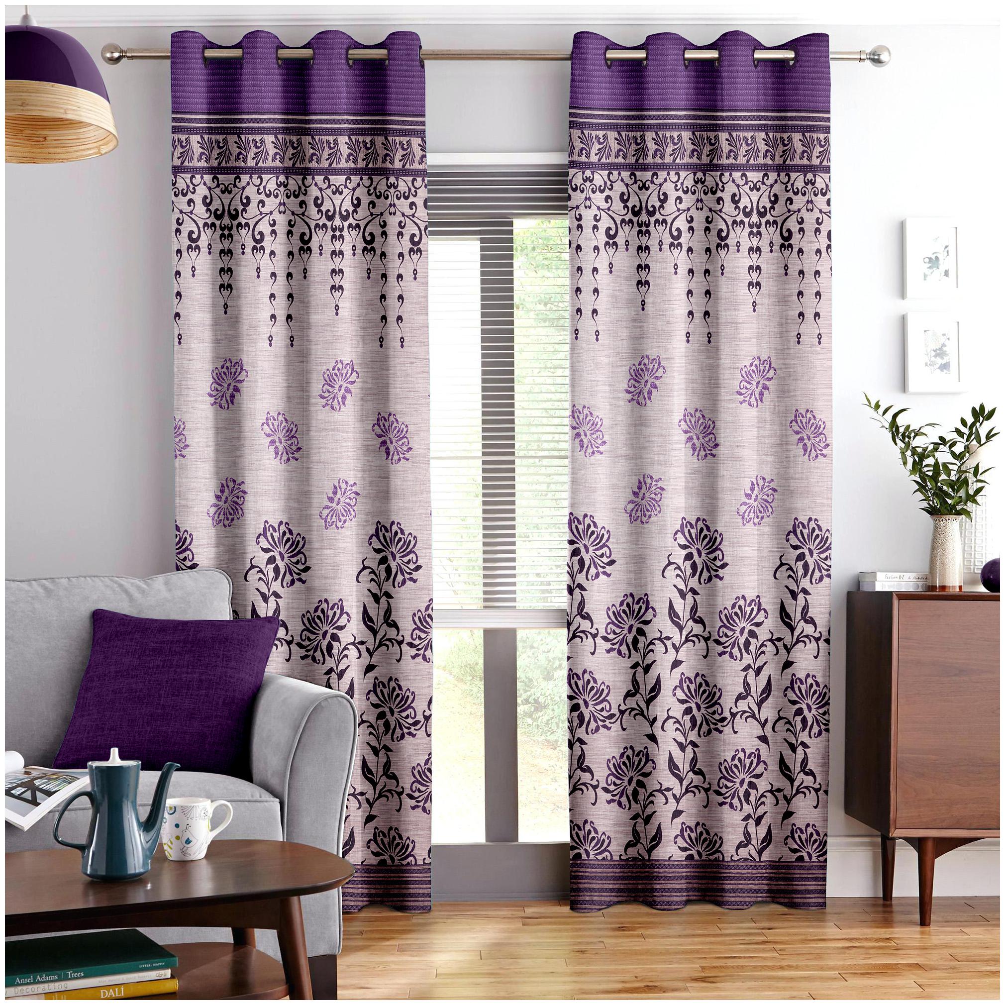 

Story Home Jacquard Window Semi Transparent Purple Regular Curtain ( Eyelet Closure Abstract )
