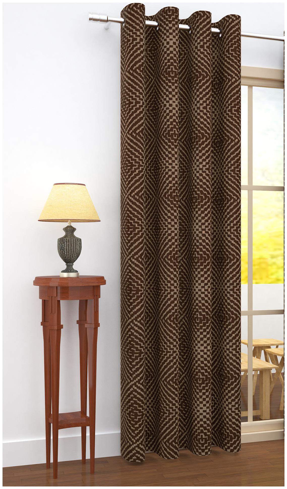 

Story Home Jacquard Door Blackout Brown Regular Curtain ( Eyelet Closure Printed )