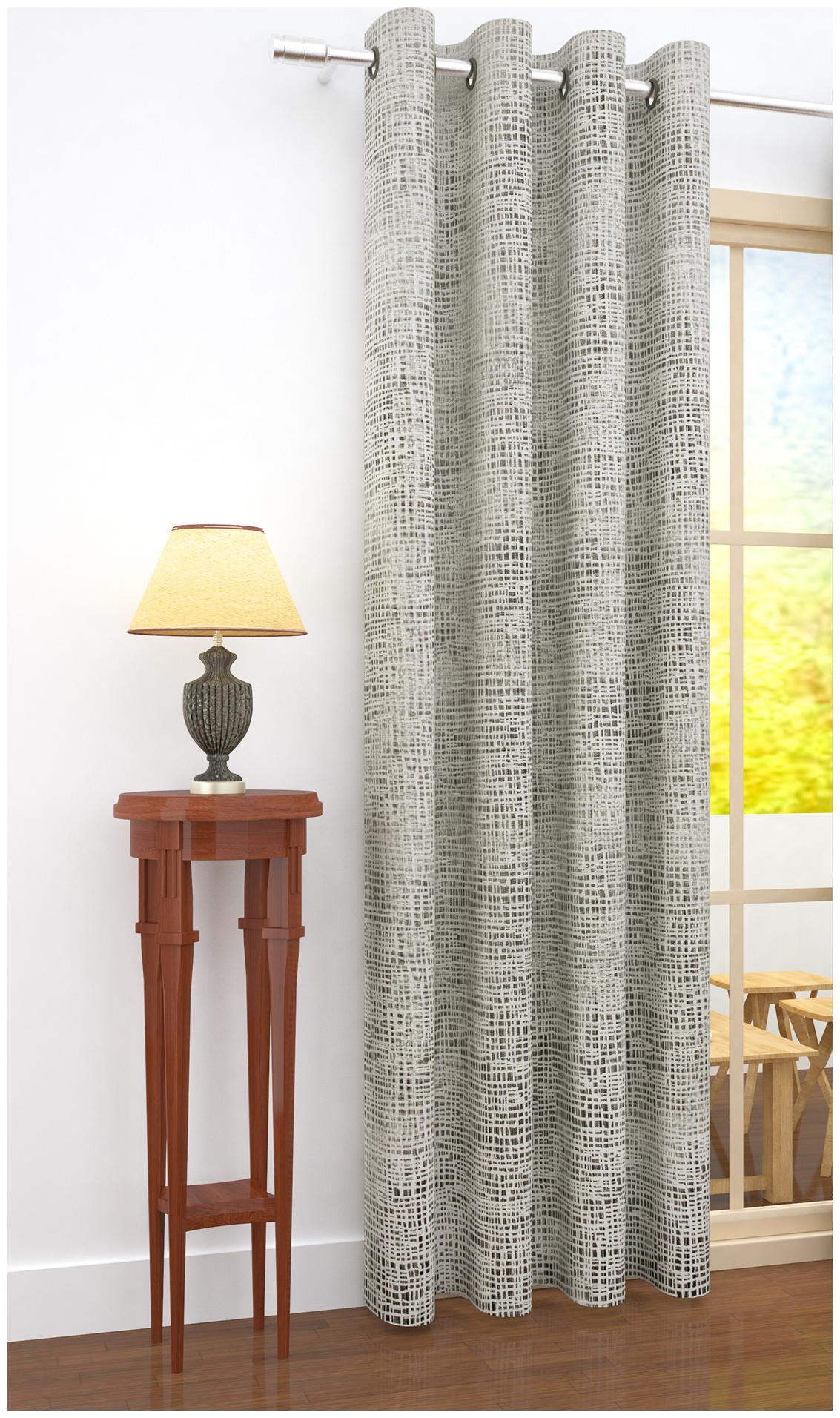 

Story Home Jacquard Door Blackout Grey Regular Curtain ( Eyelet Closure Striped )