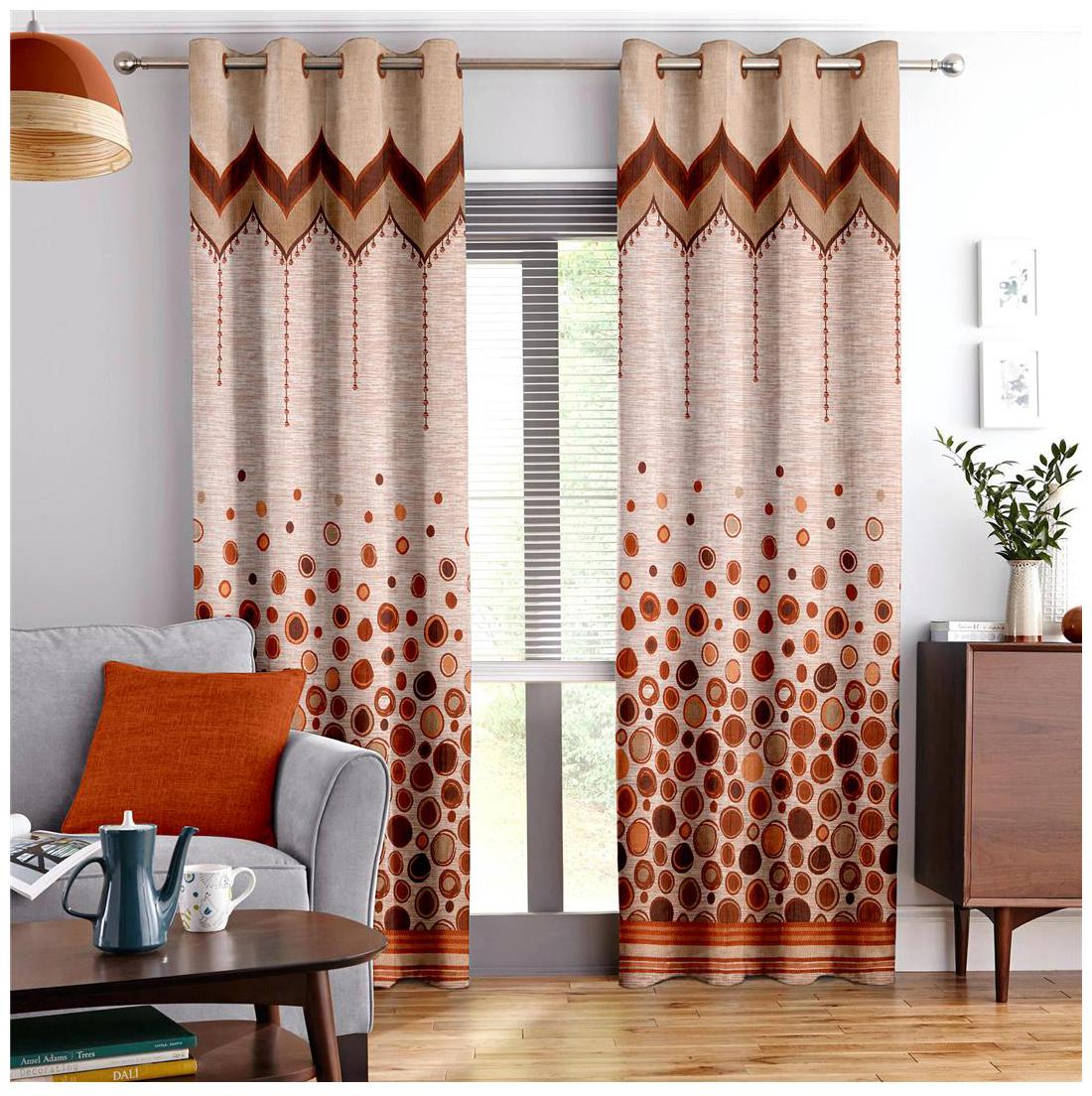 

Story Home Jacquard Door Semi Transparent Orange Regular Curtain ( Eyelet Closure Polka Dots )