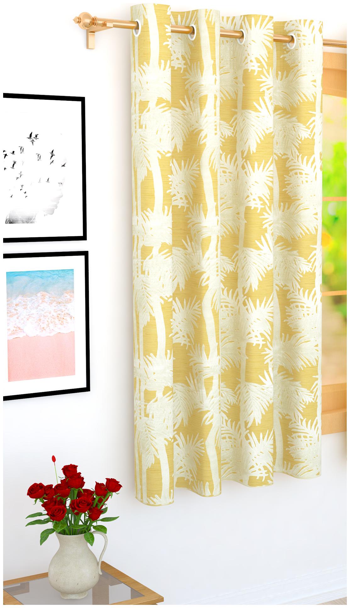 

Story Home Jacquard Window Blackout Yellow Regular Curtain ( Eyelet Closure Floral )