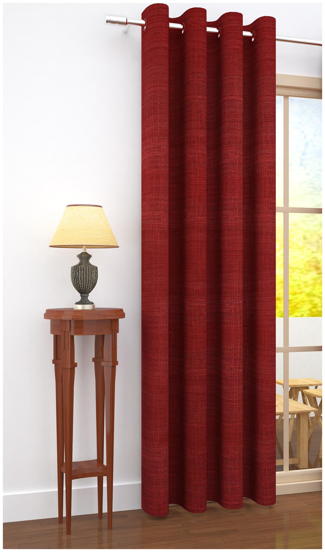 

Story Home Jacquard Door Blackout Maroon Regular Curtain ( Eyelet Closure Plain )