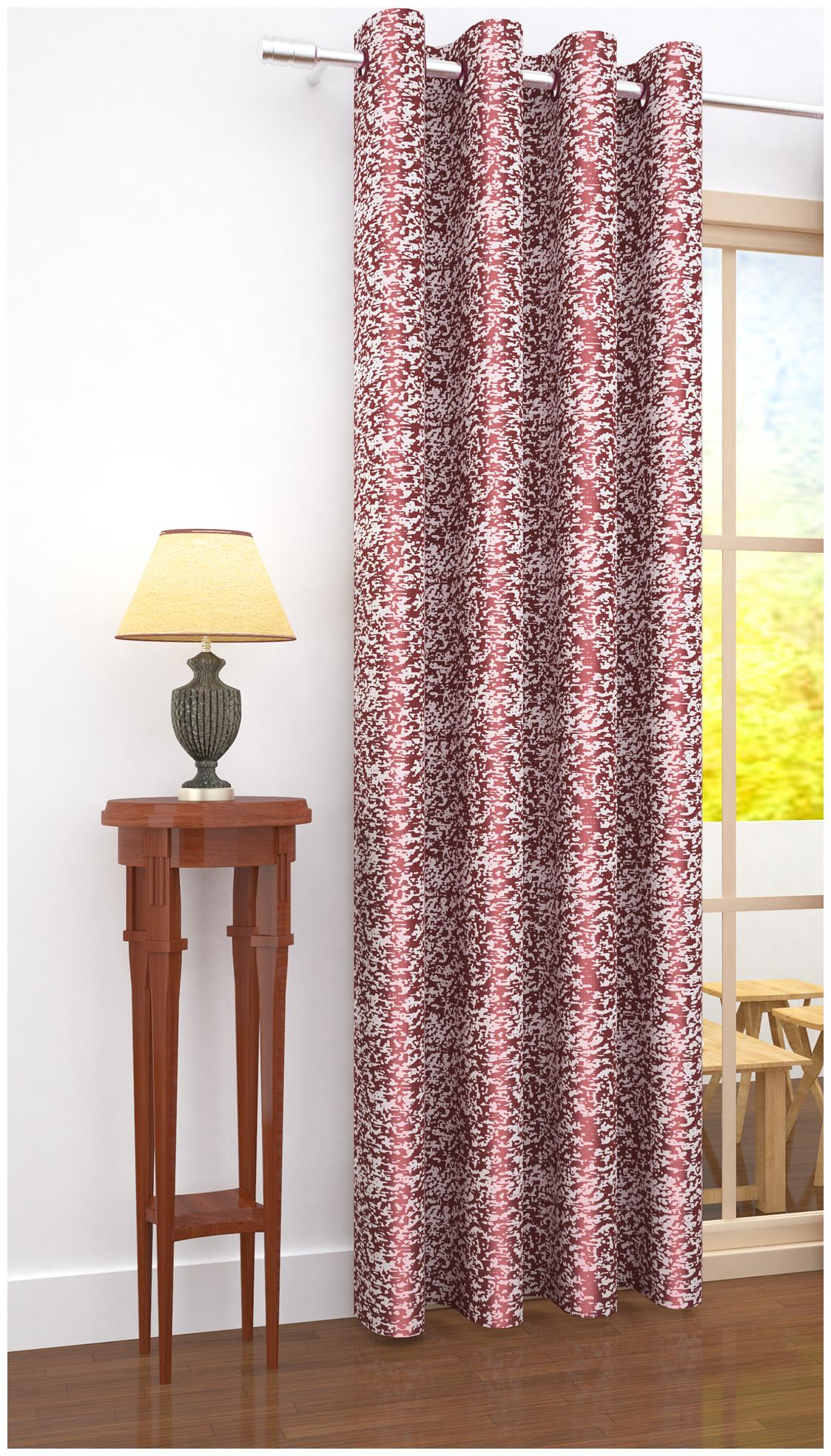 

Story Home Jacquard Door Blackout Maroon Regular Curtain ( Eyelet Closure Abstract )