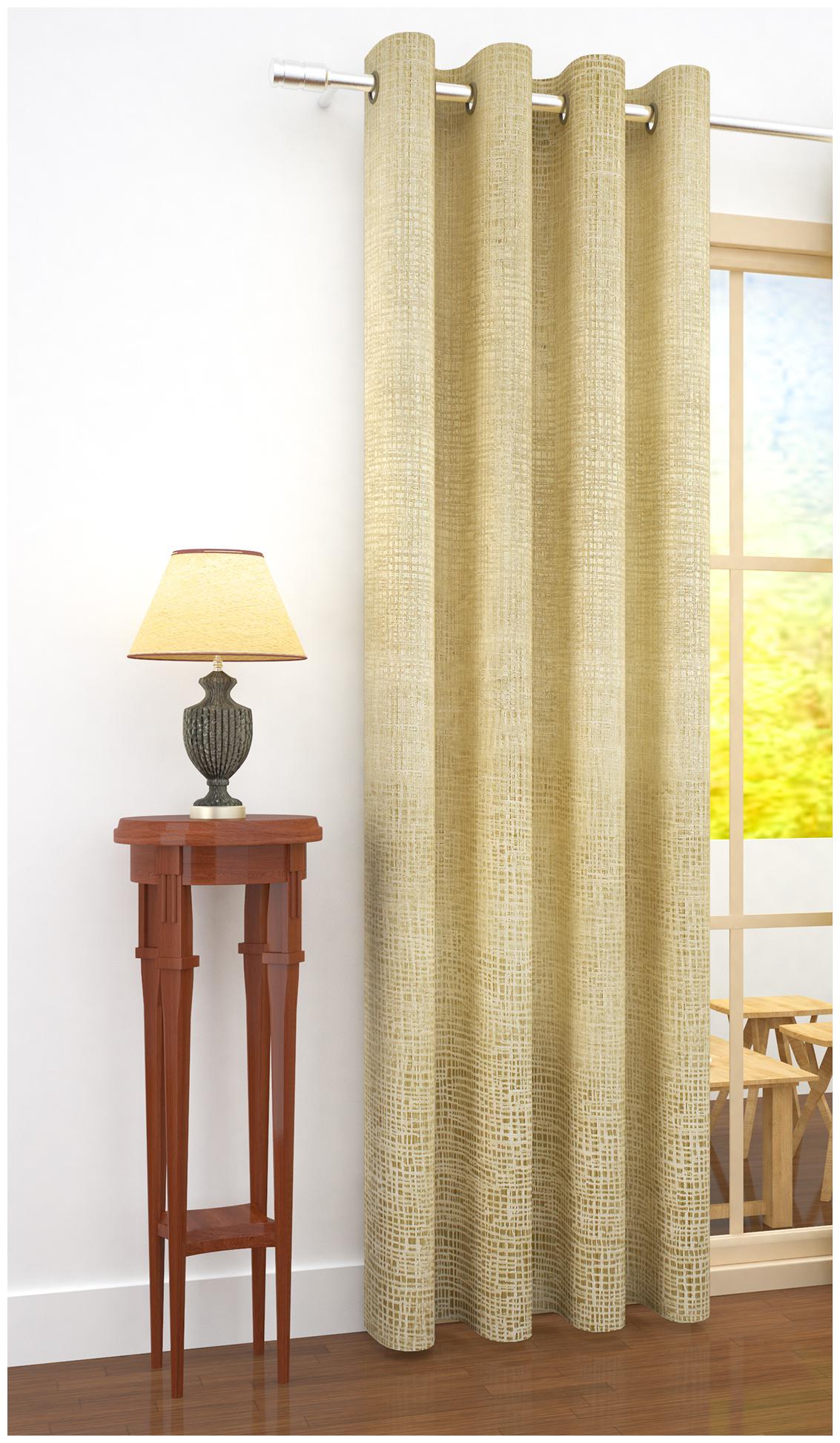 

Story Home Jacquard Door Blackout Cream Regular Curtain ( Eyelet Closure Striped )