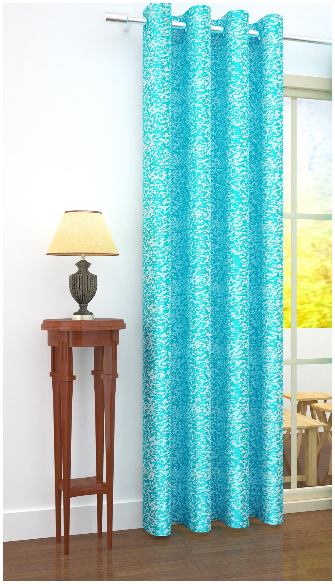 

Story Home Jacquard Door Blackout Blue Regular Curtain ( Eyelet Closure Abstract )