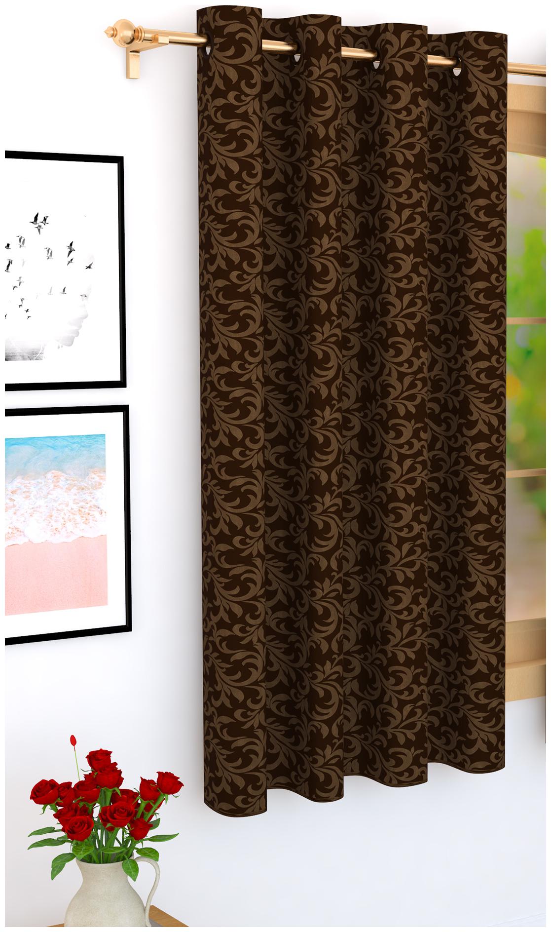 

Story Home Jacquard Window Blackout Blue Regular Curtain ( Eyelet Closure Printed )