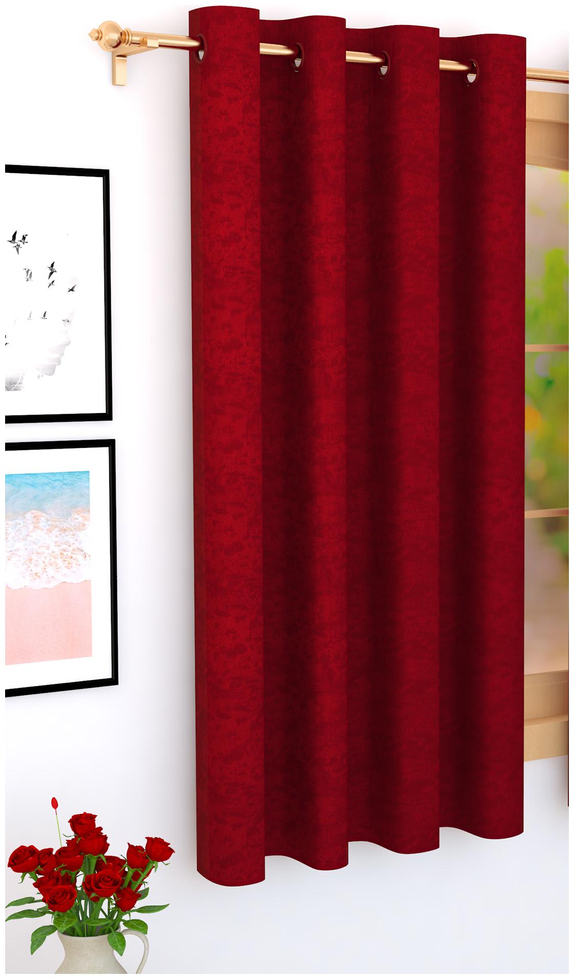 

Story Home Jacquard Window Blackout Maroon Regular Curtain ( Eyelet Closure Solid )