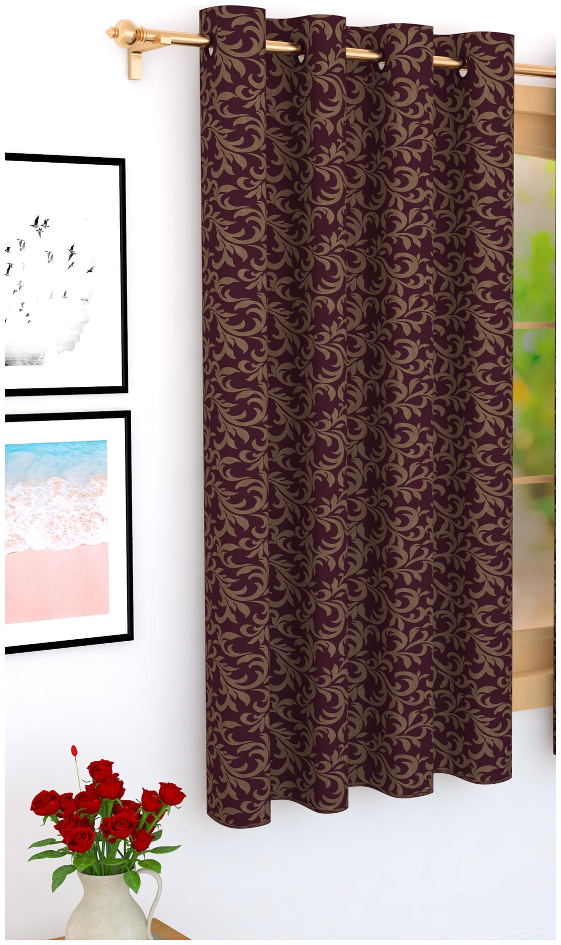

Story Home Jacquard Window Blackout Pink Regular Curtain ( Eyelet Closure Floral )