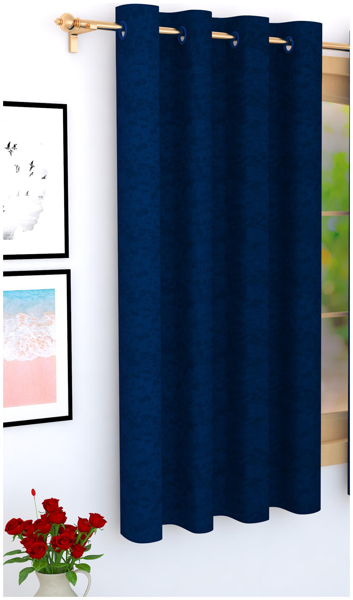 

Story Home Jacquard Window Blackout Blue Regular Curtain ( Eyelet Closure Solid )