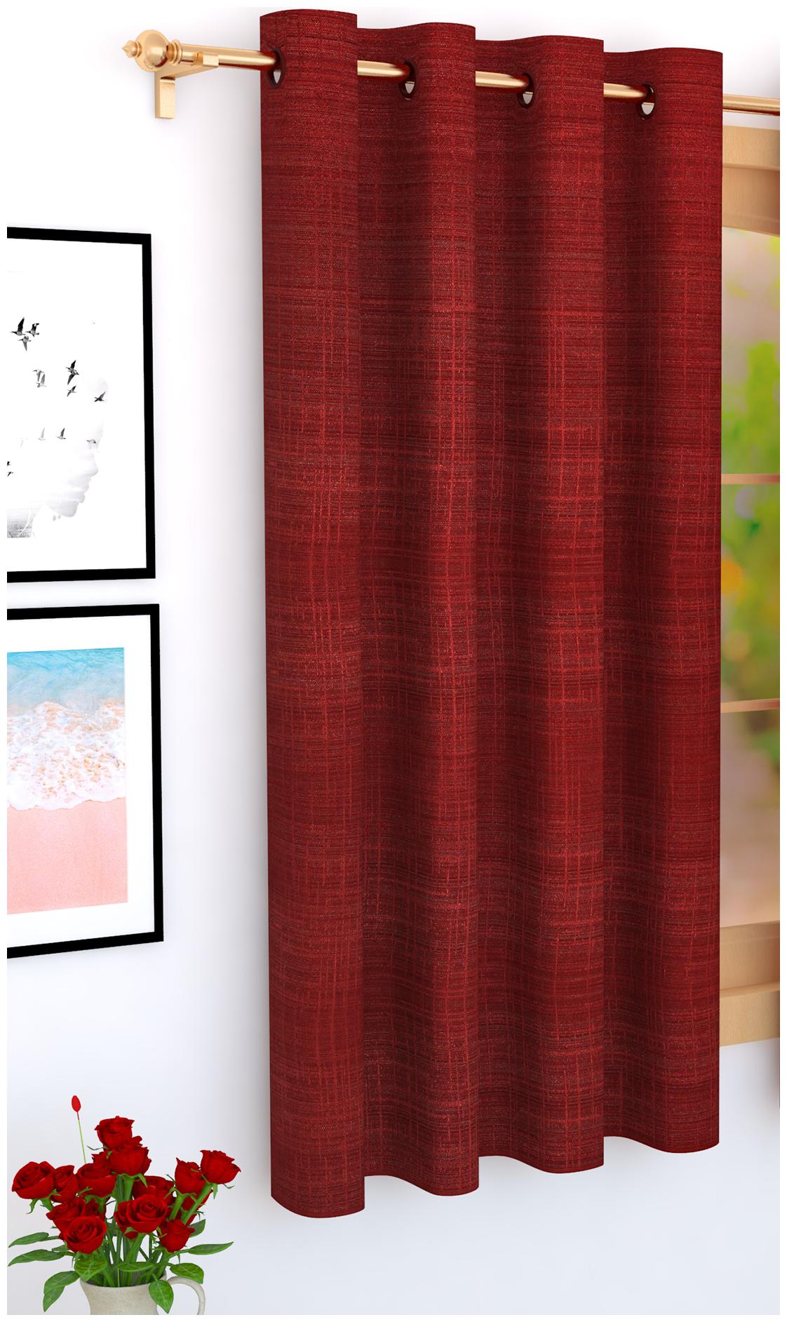 

Story Home Jacquard Window Blackout Brown Regular Curtain ( Eyelet Closure Solid )