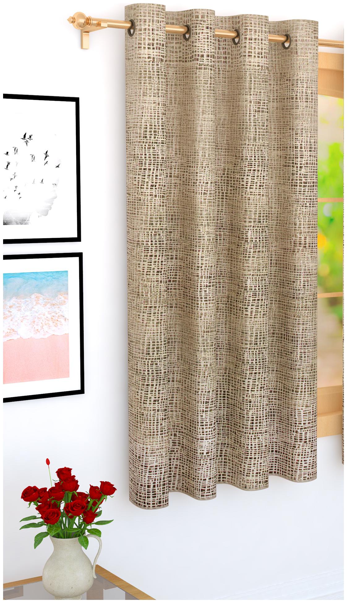 

Story Home Jacquard Window Blackout Beige Regular Curtain ( Eyelet Closure Striped )
