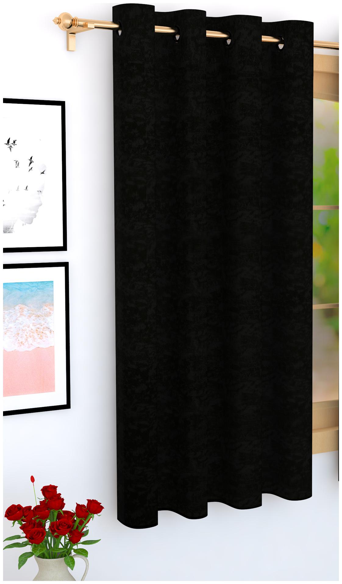 

Story Home Jacquard Window Blackout Black Regular Curtain ( Eyelet Closure Solid )