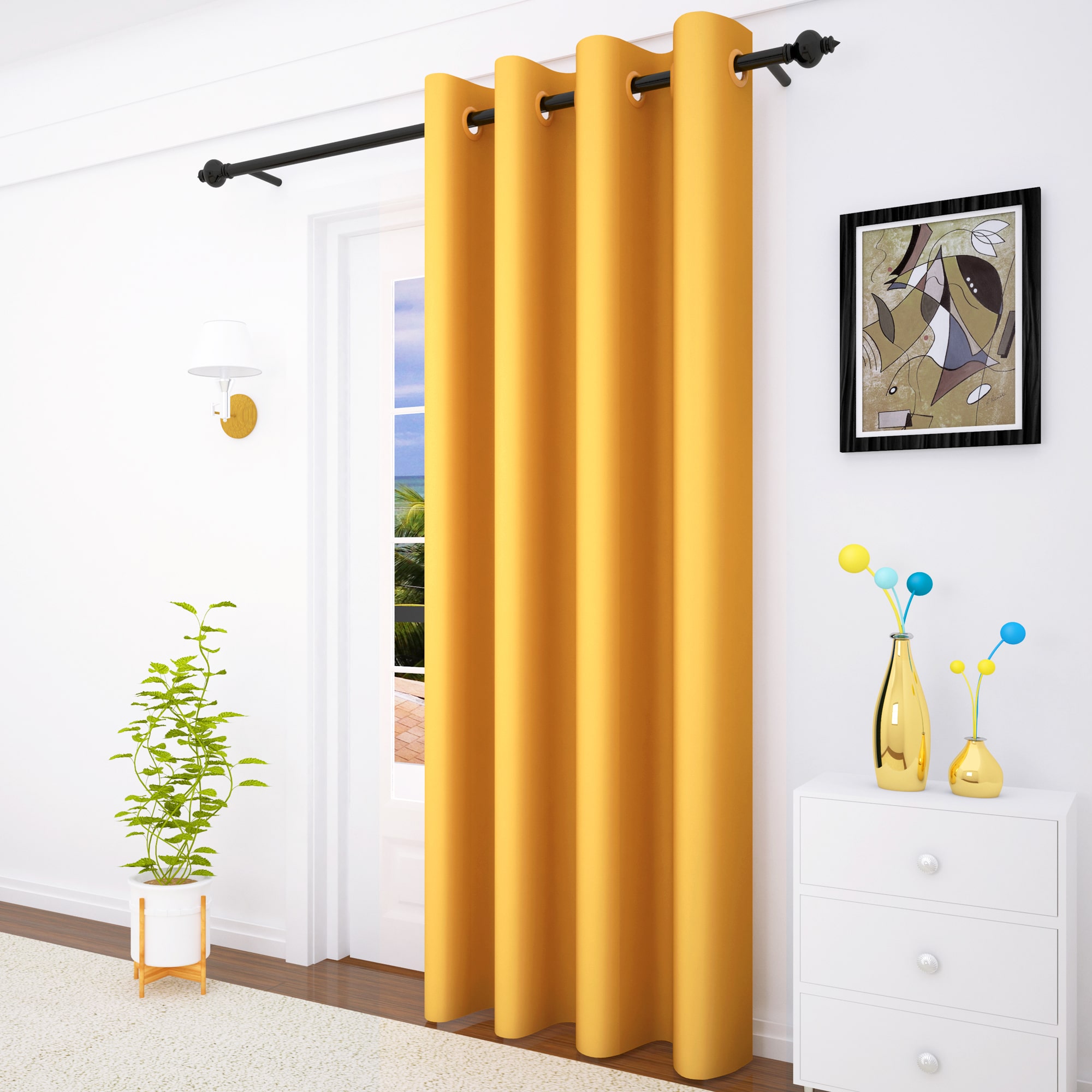 

Story Home 1 Pc Faux Silk Blackout Door Curtain-7 ft