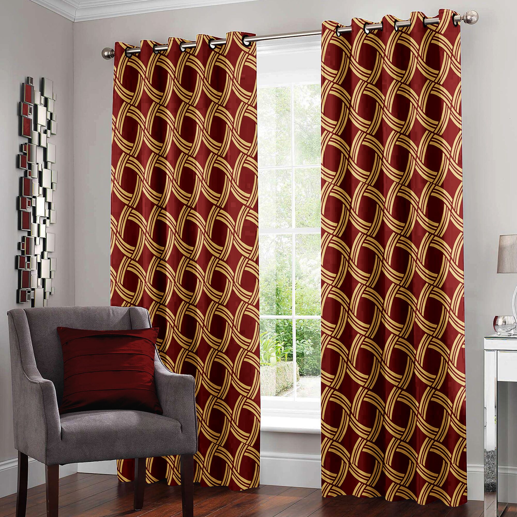 

Story Home Polyester Door Semi Transparent Maroon Regular Curtain ( Eyelet Closure Abstract )