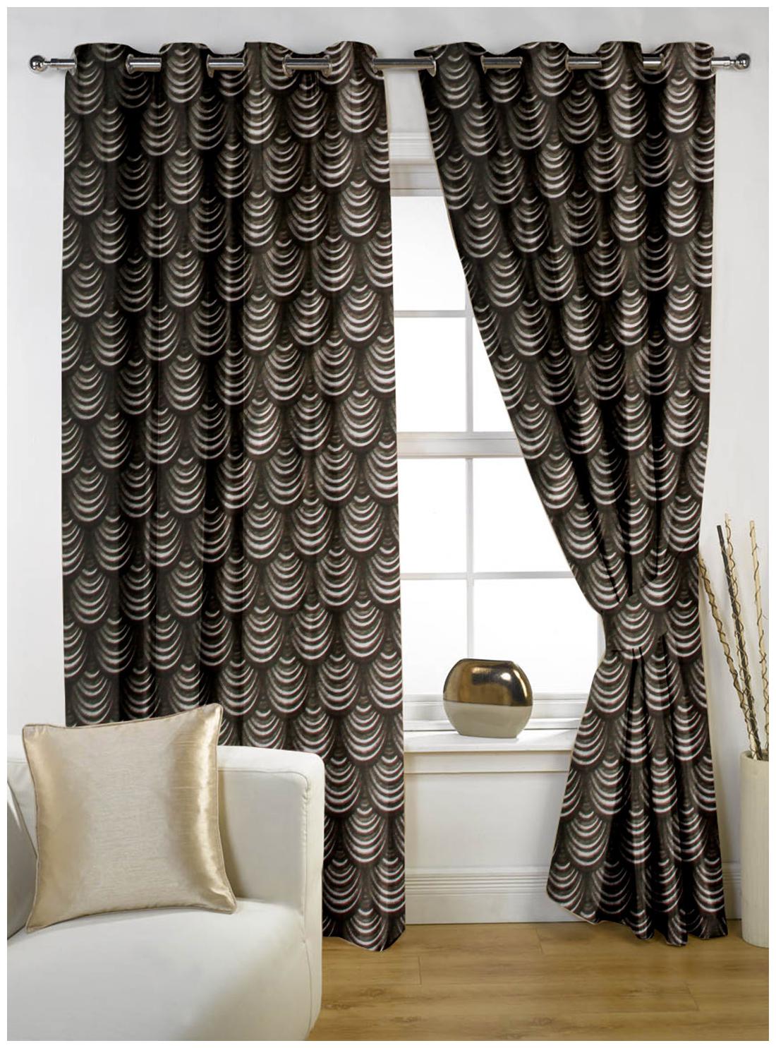 

Story Home Polyester Door Semi Transparent Brown Regular Curtain ( Eyelet Closure Abstract )