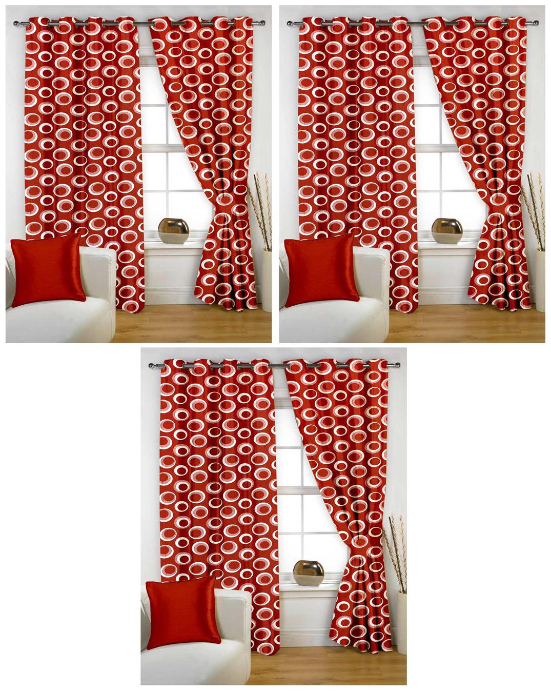 

Story Home Polyester Window Semi Transparent Orange Regular Curtain ( Eyelet Closure Polka Dots )