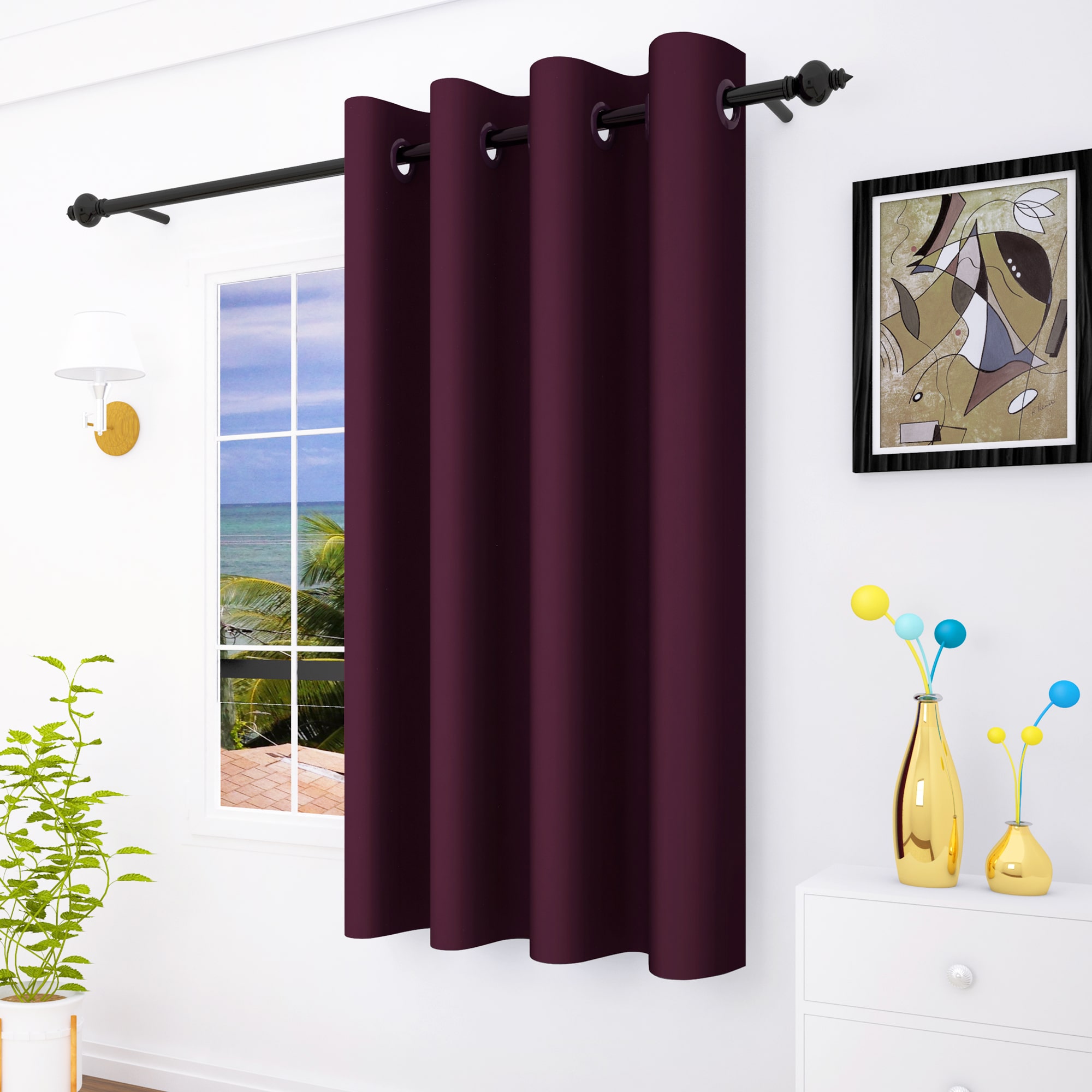 

Story Home 1 Pc Faux Silk Blackout Window Curtain - 5ft
