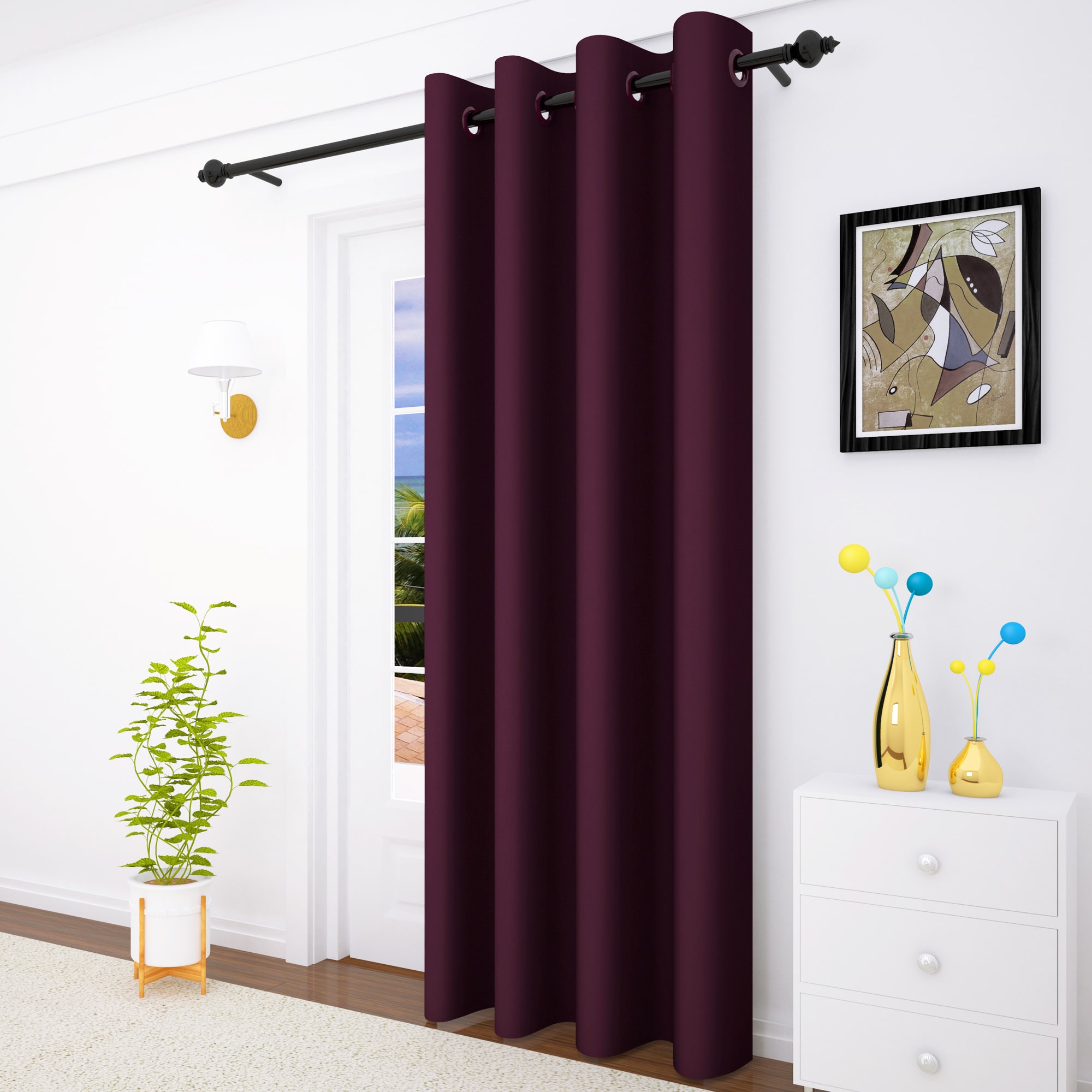 

Story Home 1 Pc Faux Silk Blackout Door Curtain-7 ft