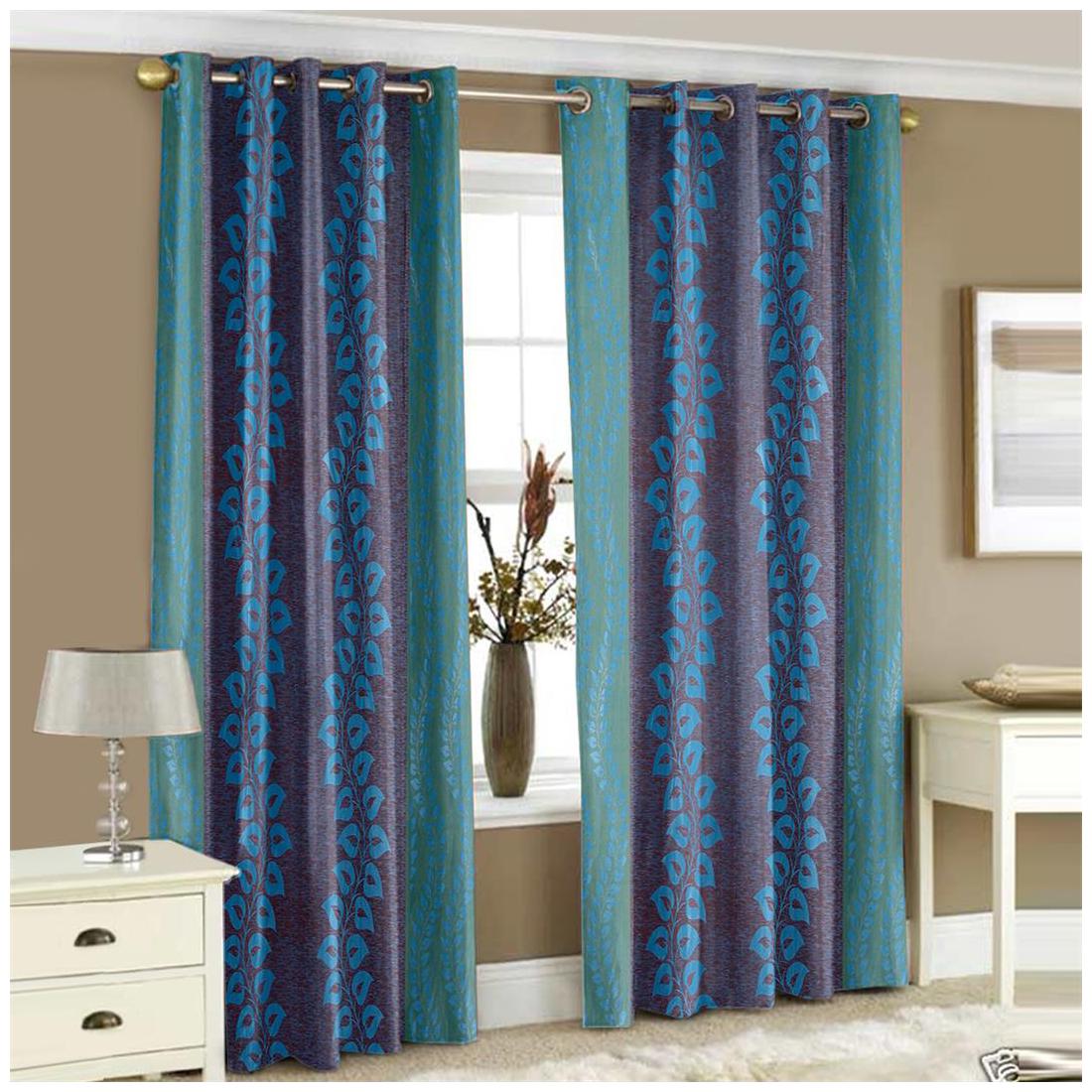 

Story Home Polyester Window Semi Transparent Blue Regular Curtain ( Eyelet Closure Abstract )