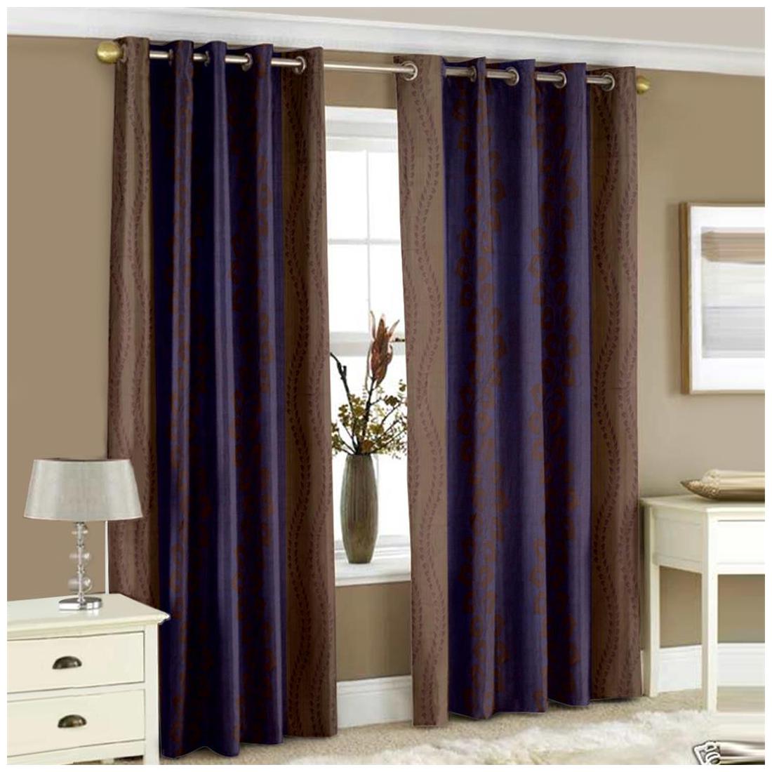 

Story Home Polyester Window Semi Transparent Brown Regular Curtain ( Eyelet Closure Abstract )