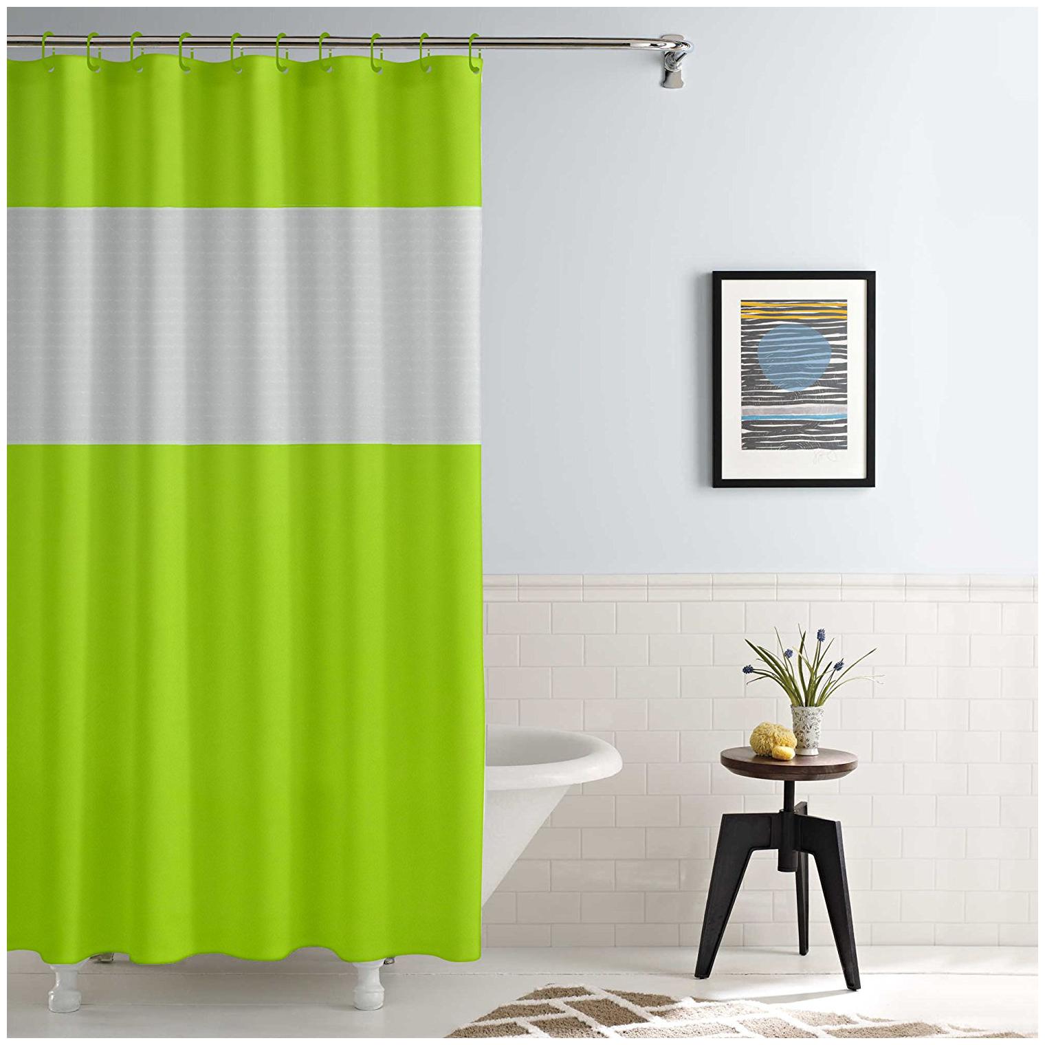 

Story Home PVC Door Semi Transparent Green Shower Curtain ( Eyelet Closure Plain )