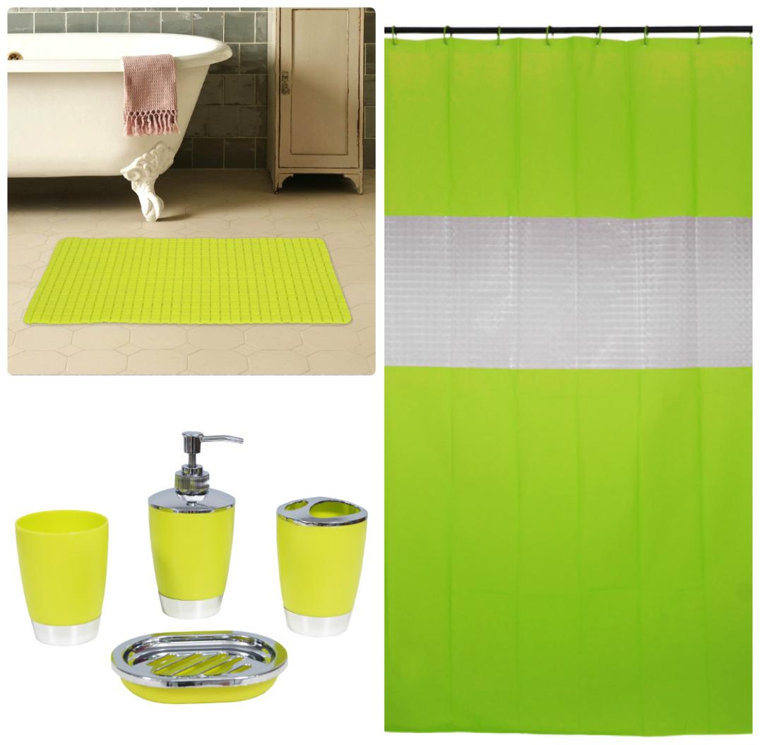 

Story Home Shower Curtains BathMat And Bathroom Set -Neon Green