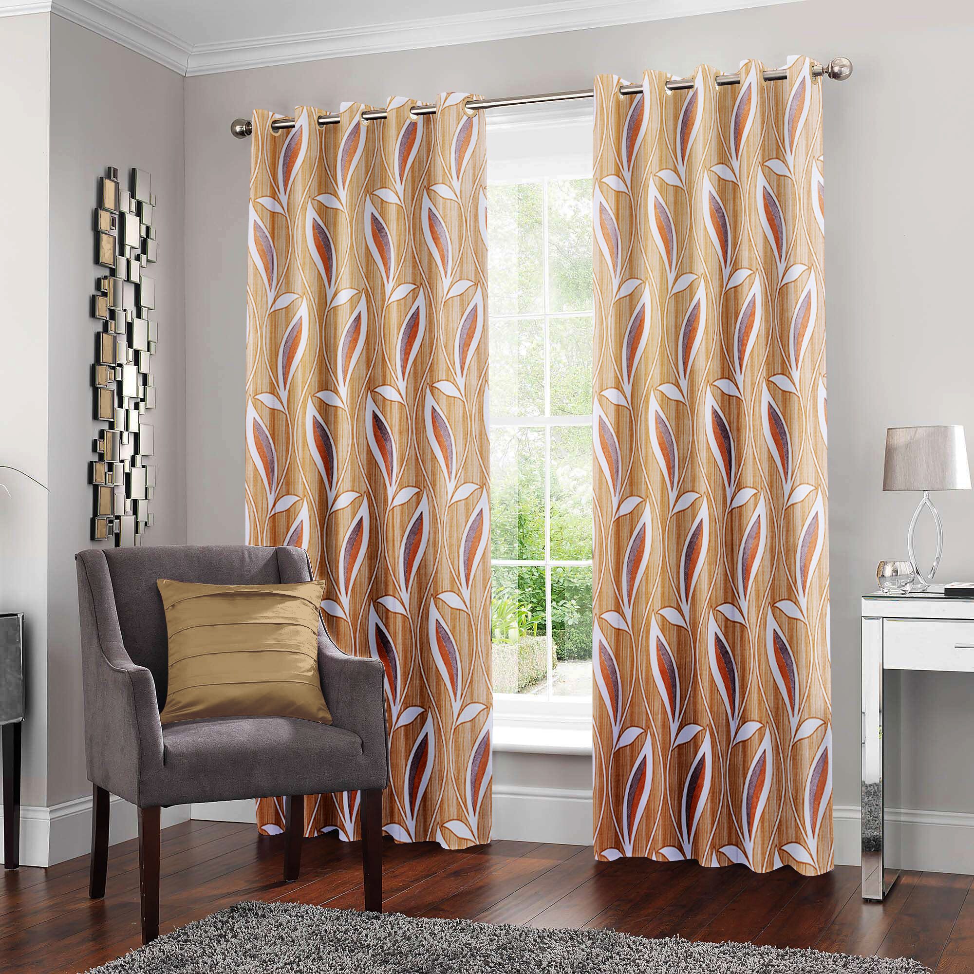 

Story Home Polyester Door Semi Transparent Beige Regular Curtain ( Eyelet Closure Floral )